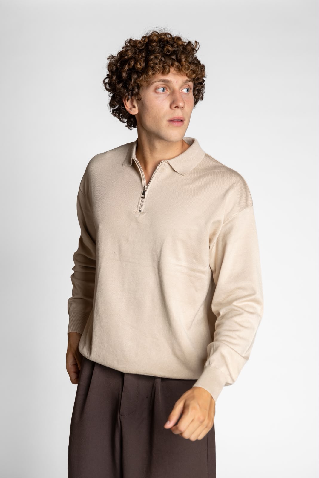 POLO SCOLLO V BEIGE