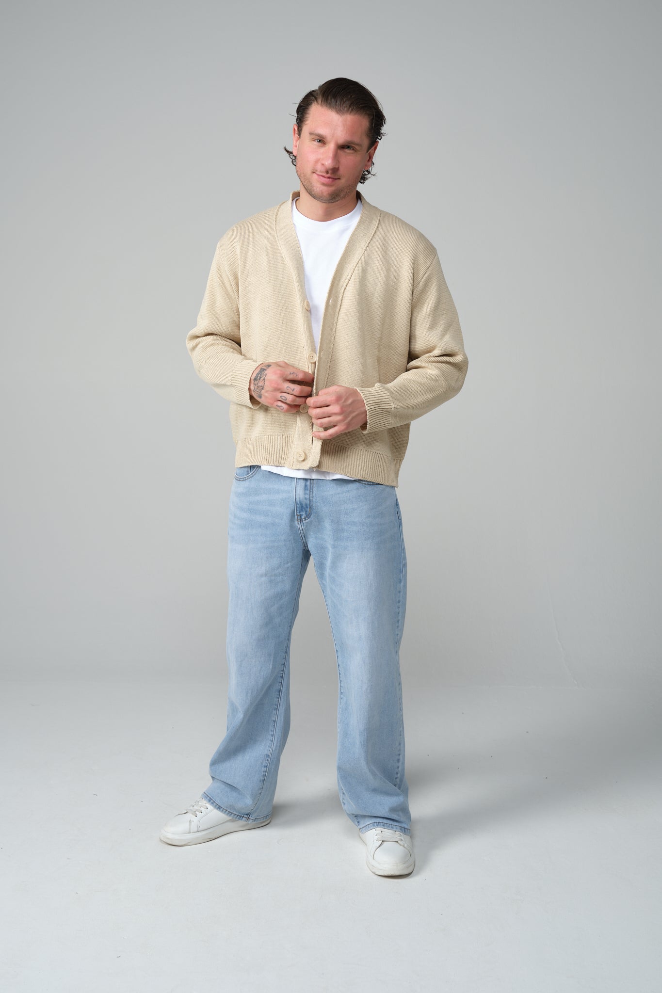 MAGLIONE BEIGE SFRANGIATO