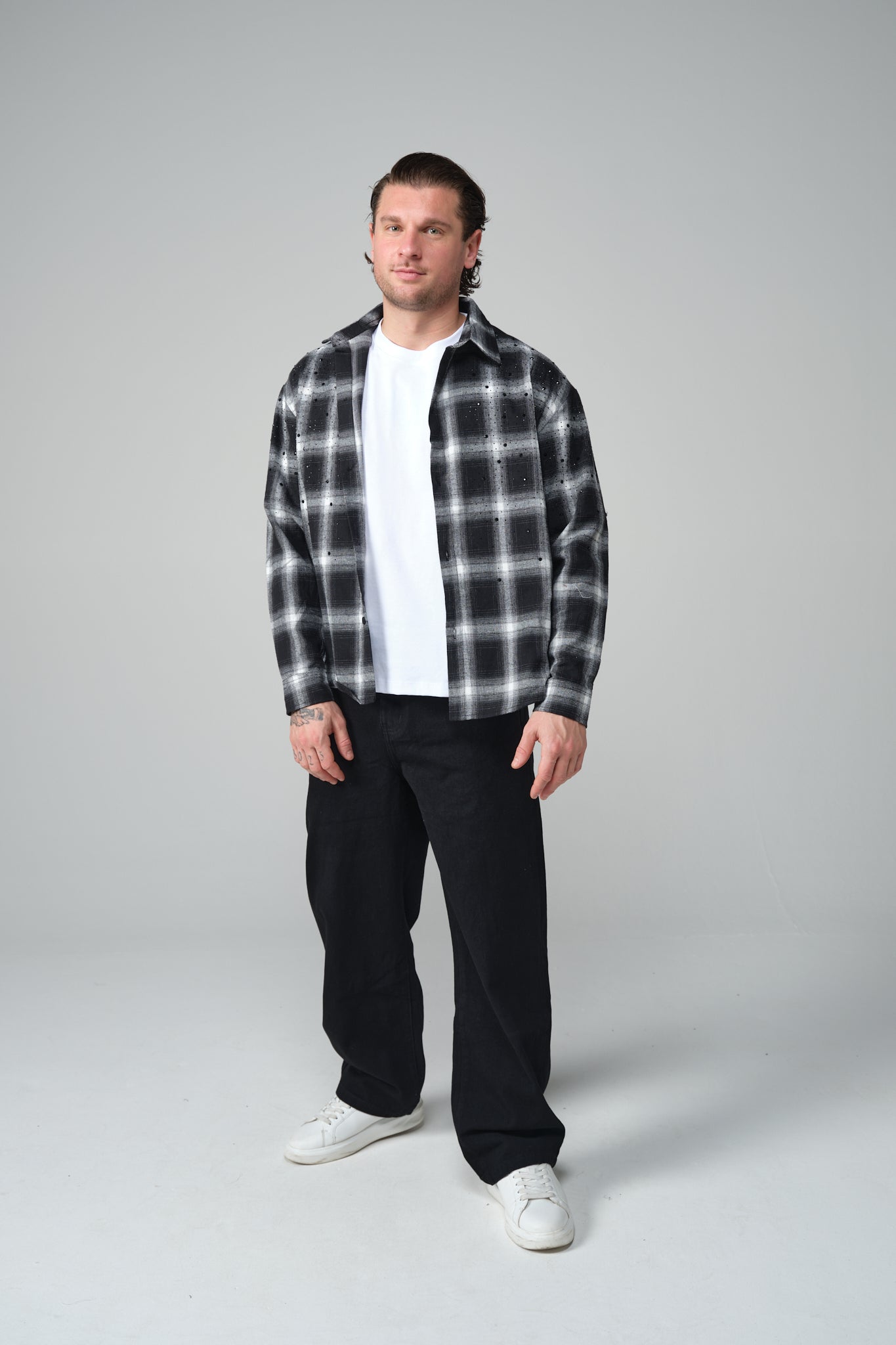 CAMICIA A QUADRI GLITTER NERA