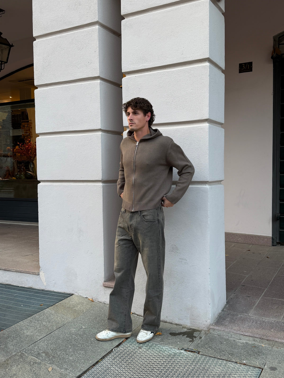 MAGLIA ZIP CAPPUCCIO VERDE