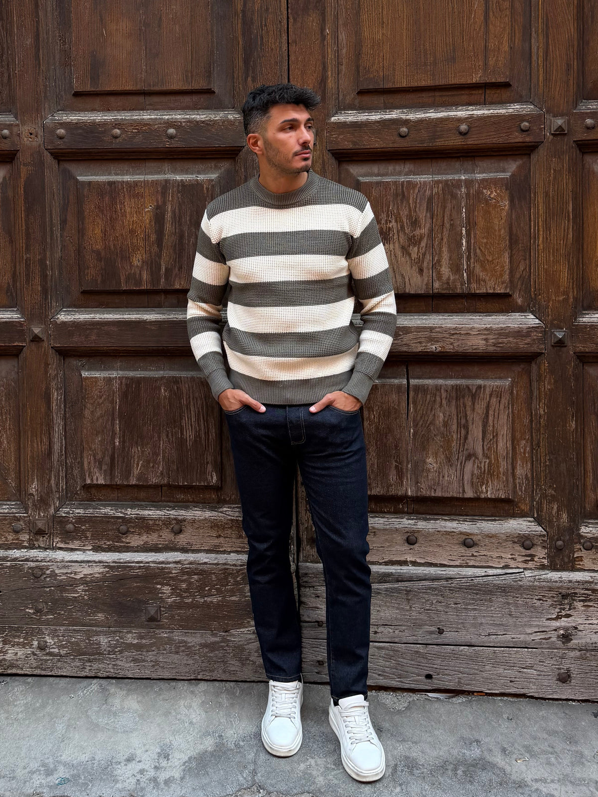 MAGLIONE A RIGHE VERDE