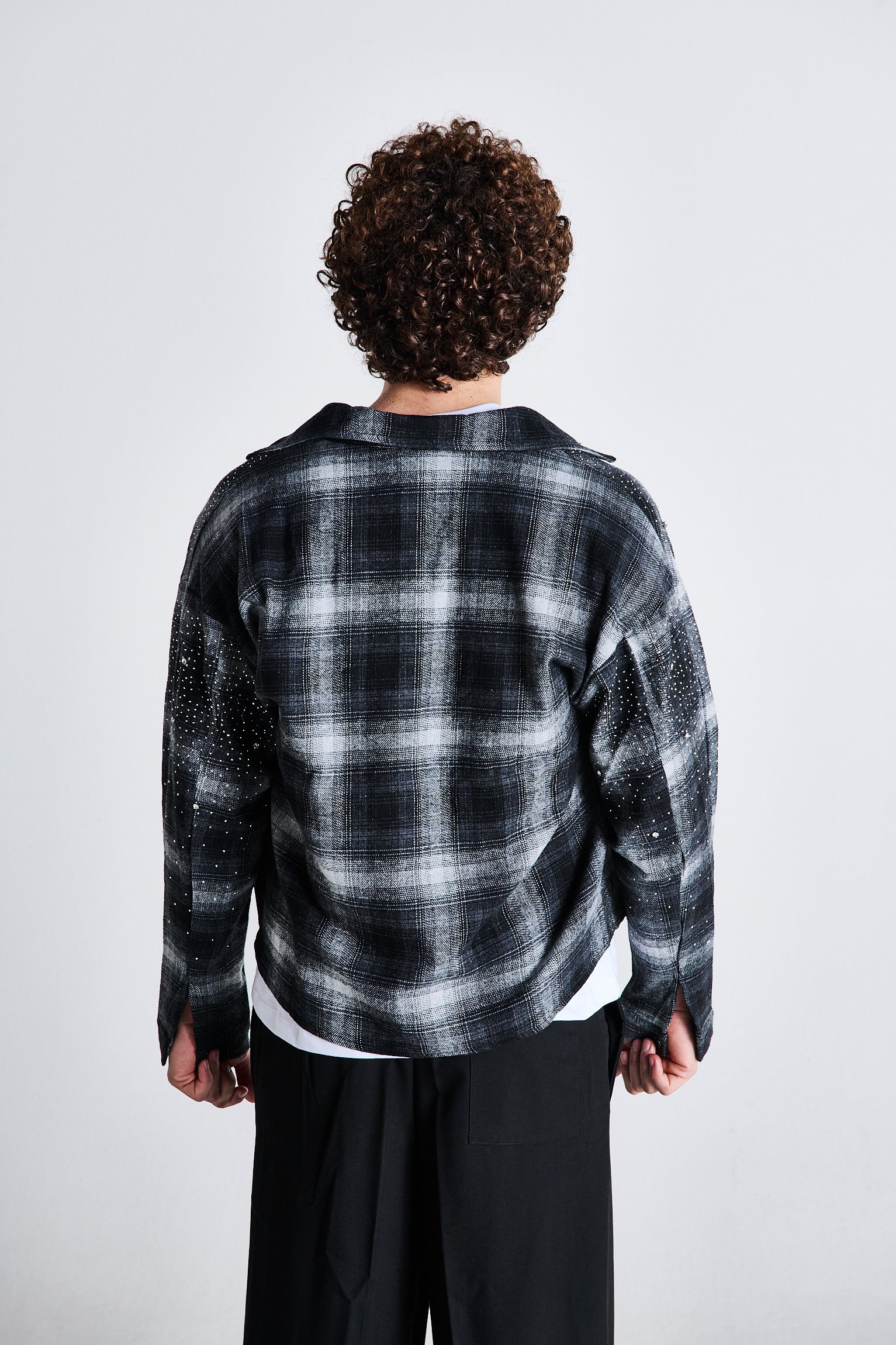 CAMICIA A QUADRI NERA GLITTER