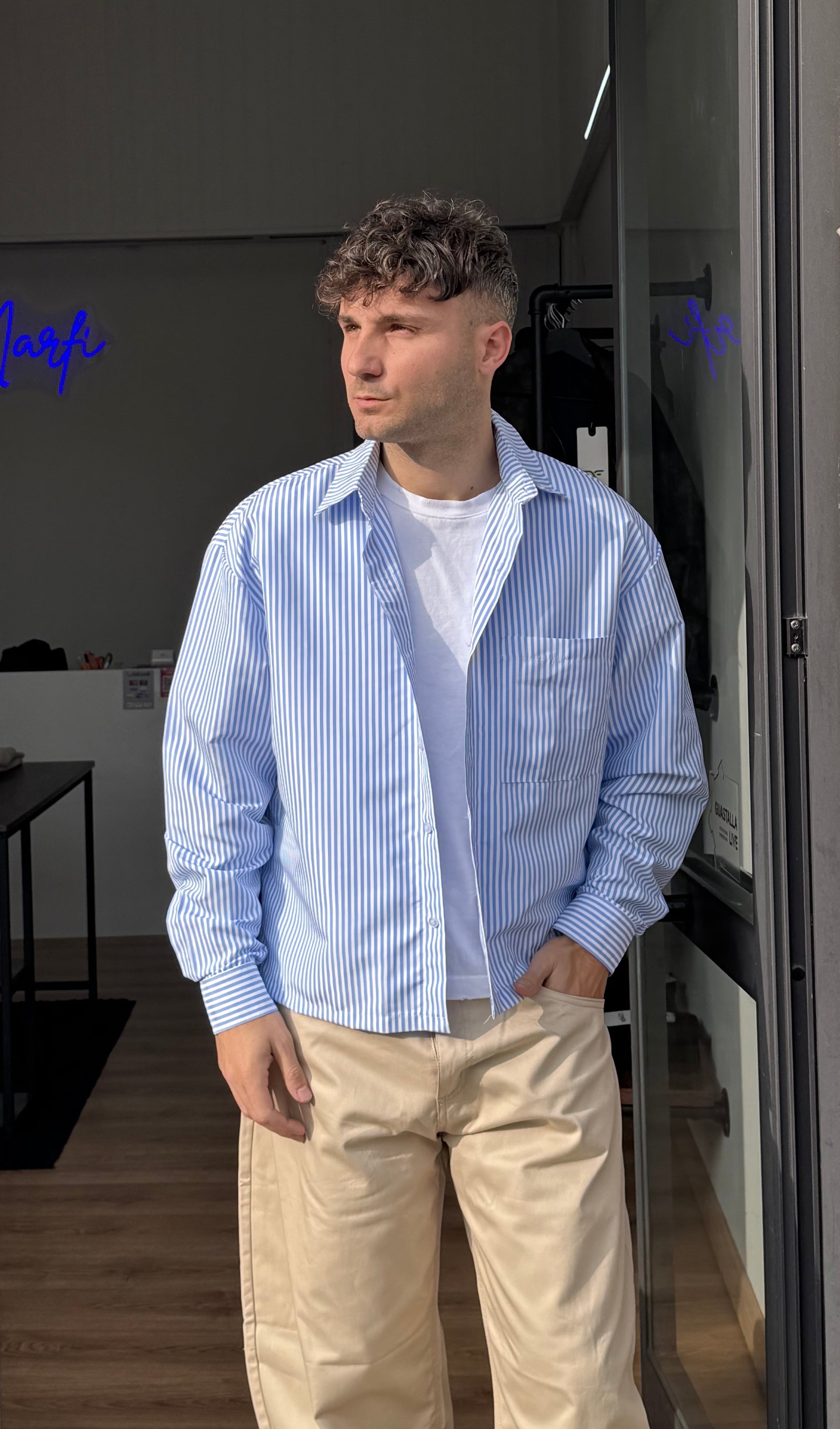 CAMICIA RIGHE KOS AZZURRA