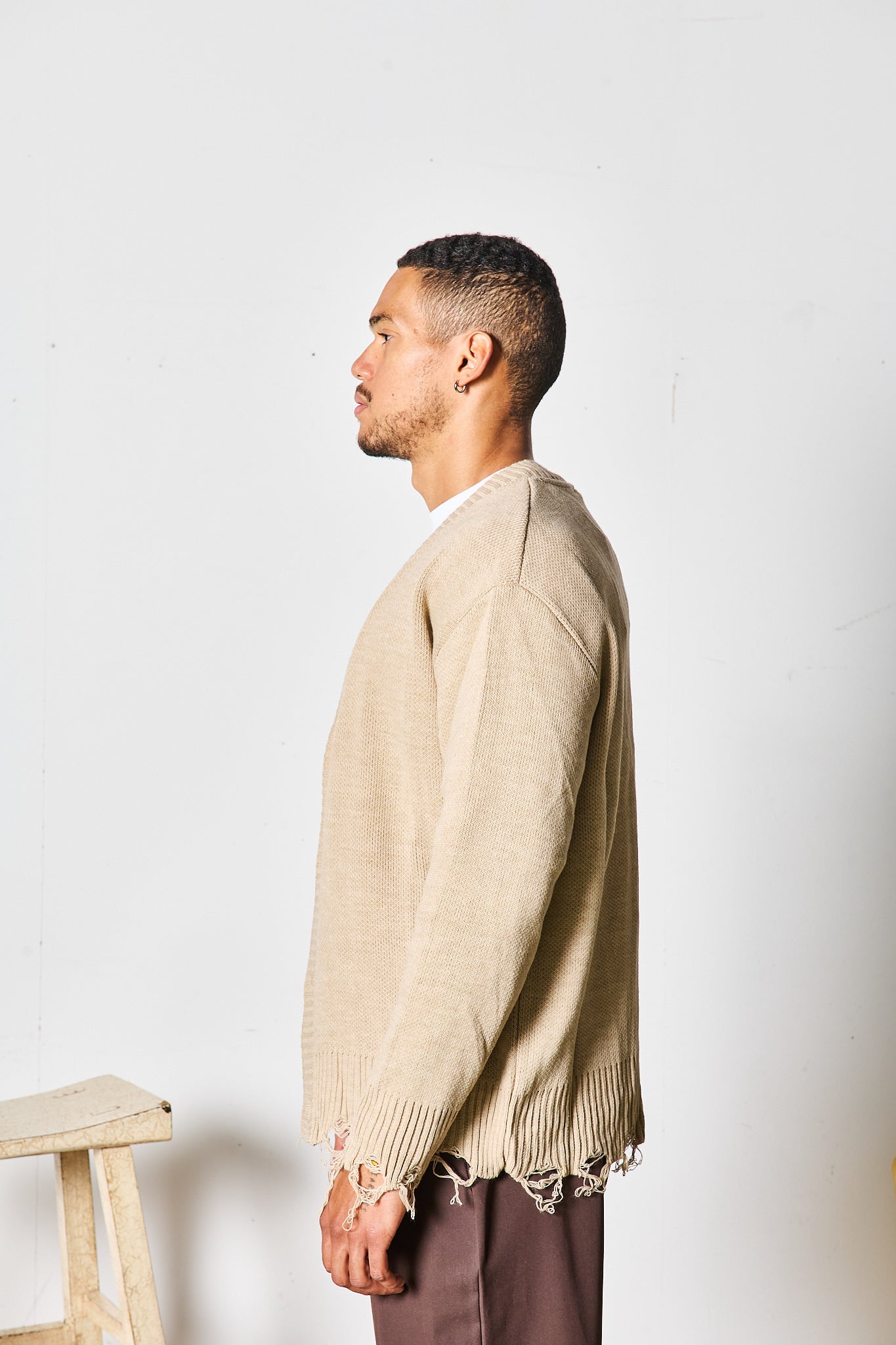 CARDIGAN SFRANGIATO BEIGE SCURO