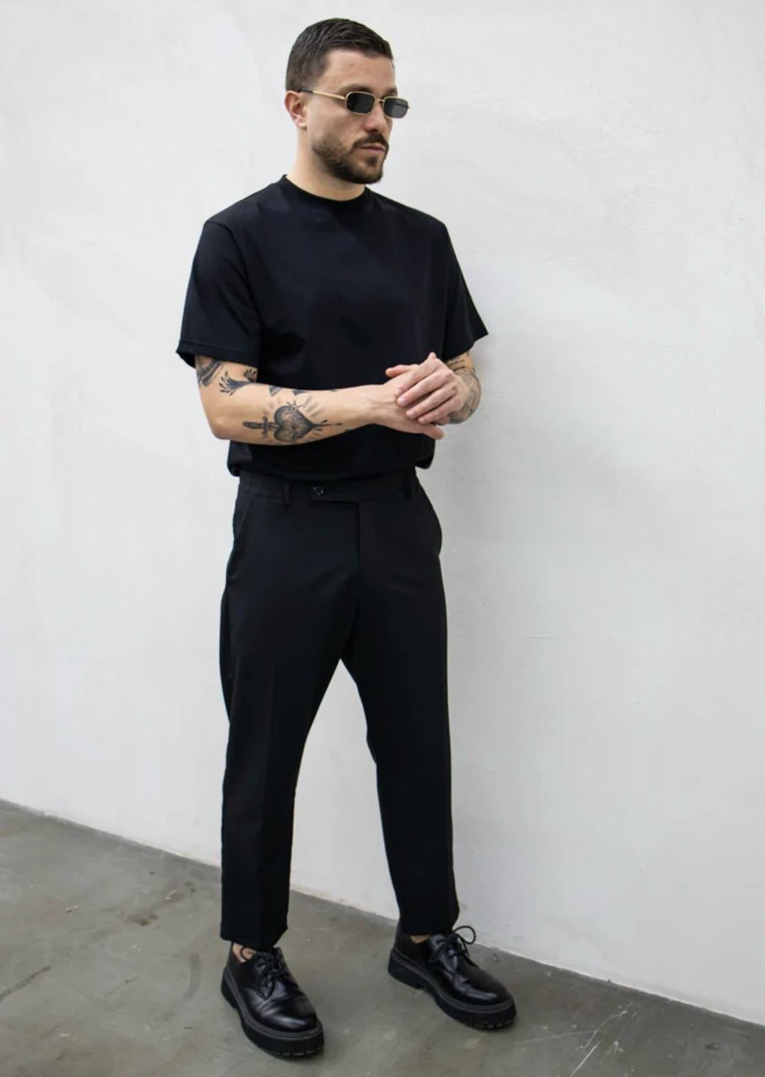 T-SHIRT FILO DI SCOZIA NERA