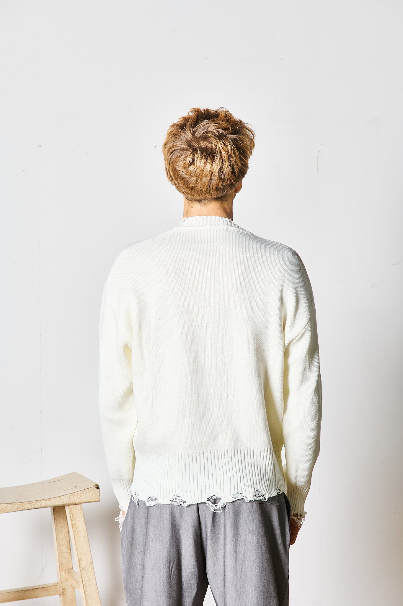 MAGLIONE SFRANGIATO PANNA