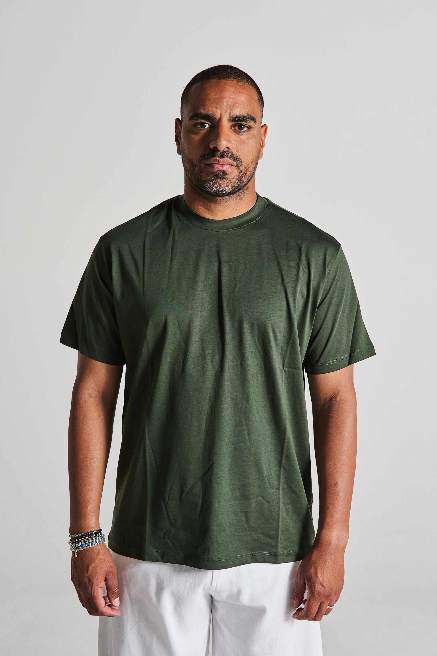 T-SHIRT FILO DI SCOZIA VERDE MILITARE