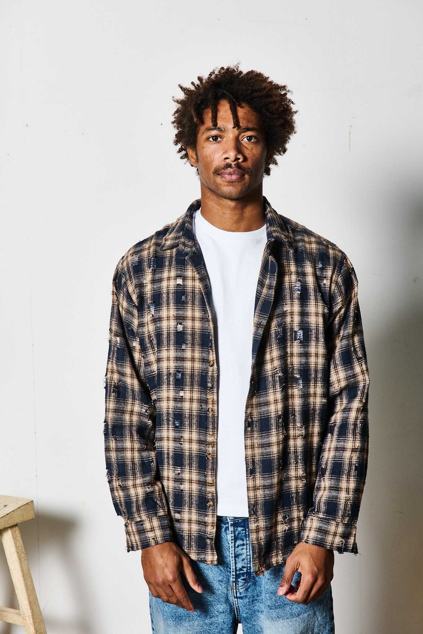 CAMICIONA SFRANGIATA A QUADRI