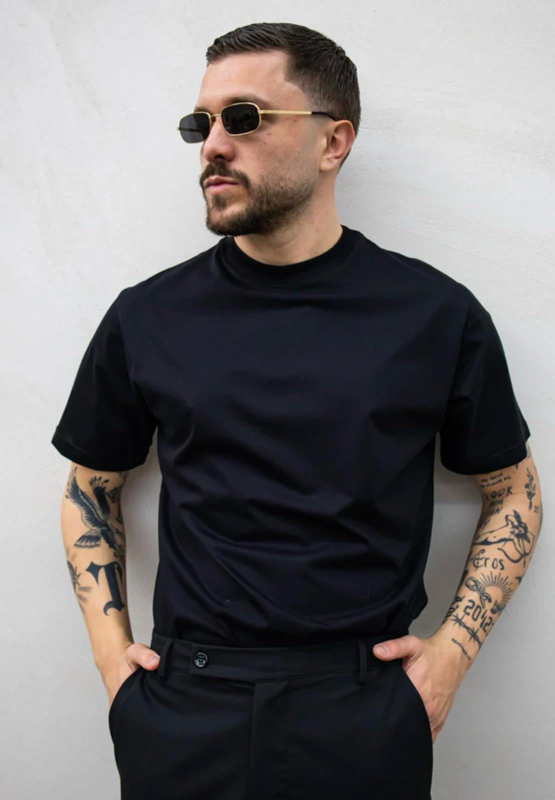 T-SHIRT FILO DI SCOZIA NERA