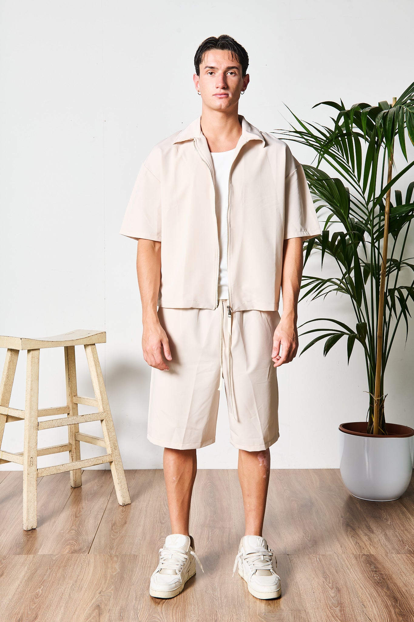 COMPLETO ZIP BEIGE BERMUDA