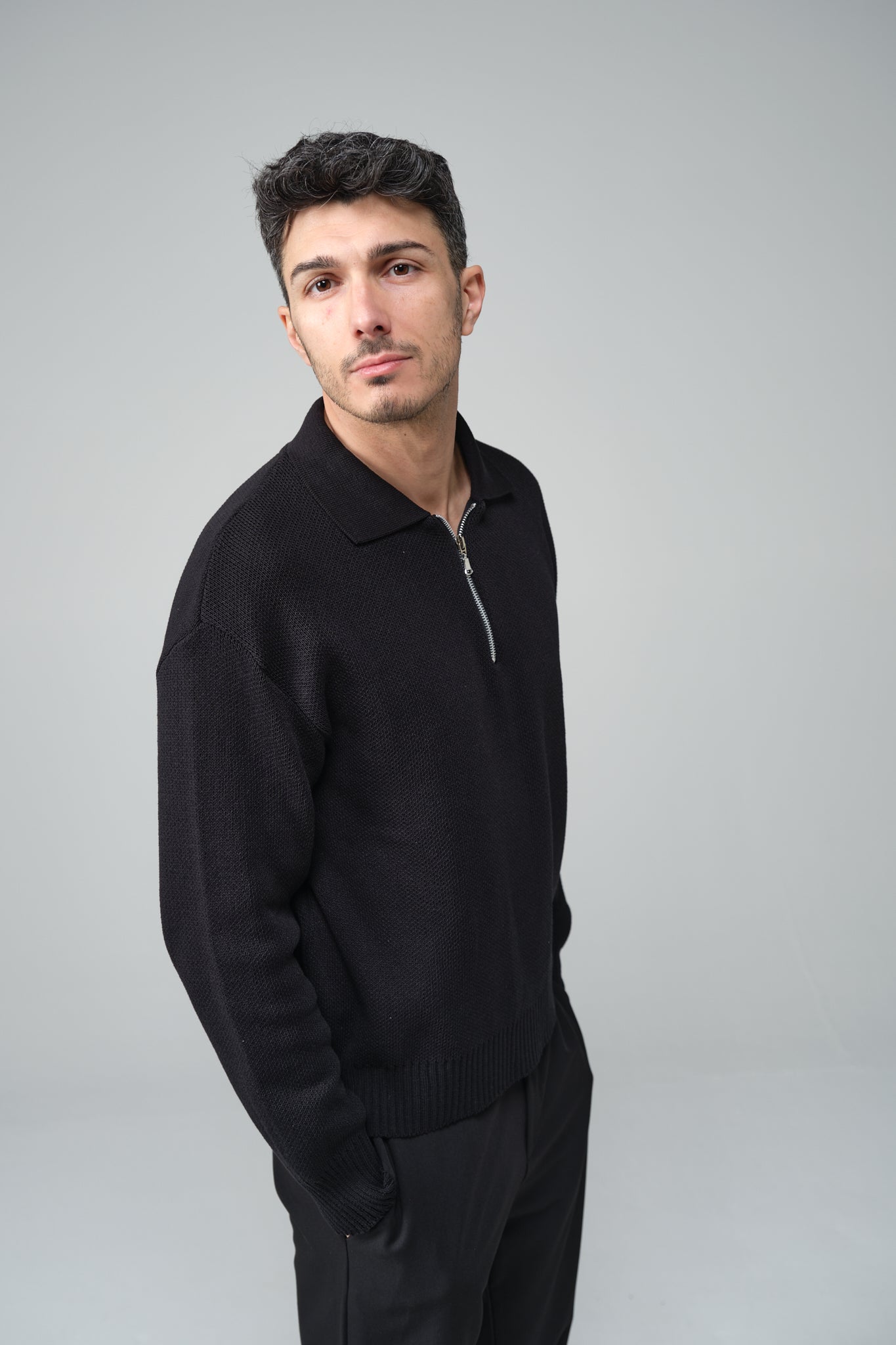 POLO ZIP BLACK