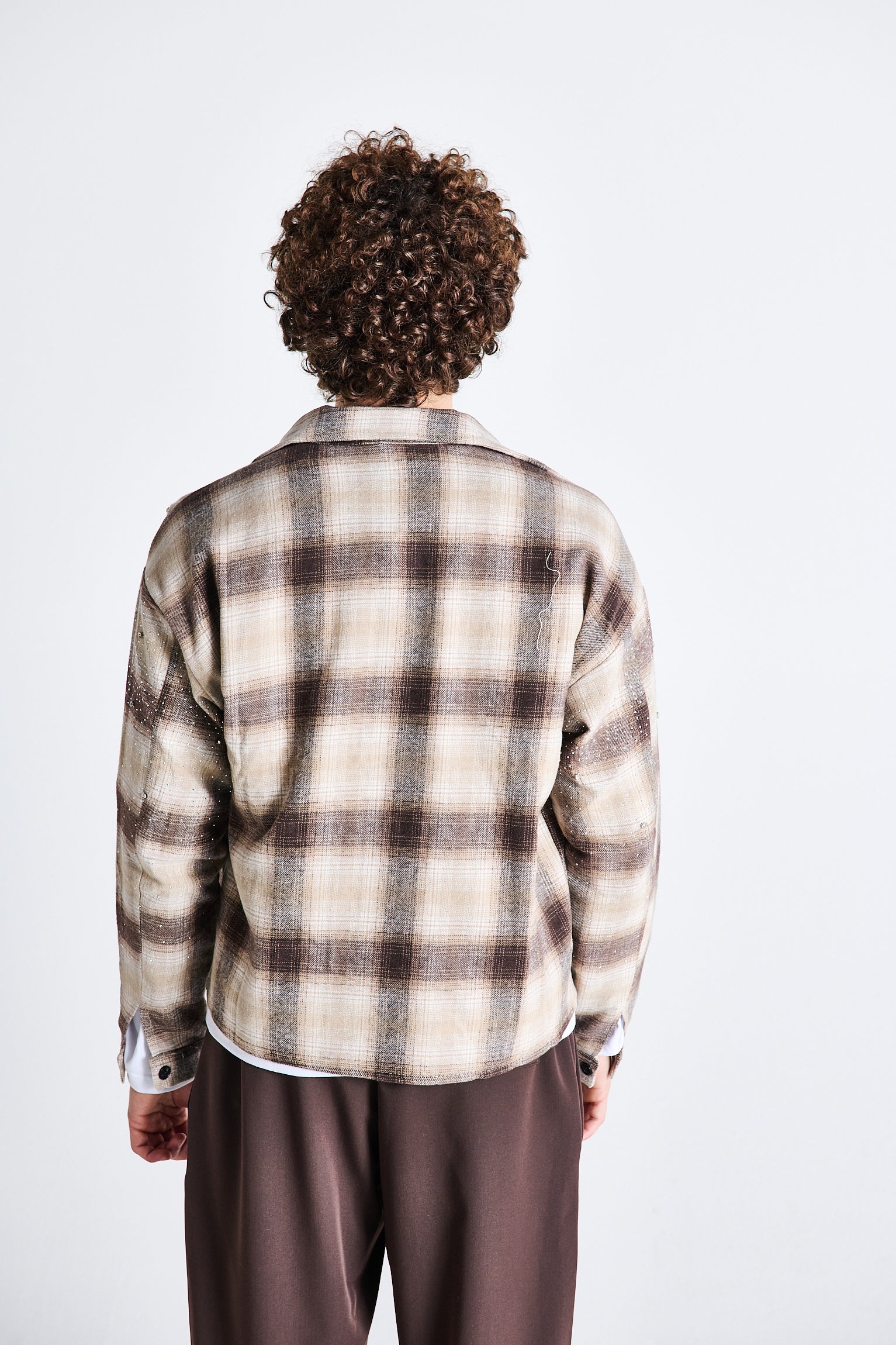 CAMICIA A QUADRI GLITTER BEIGE