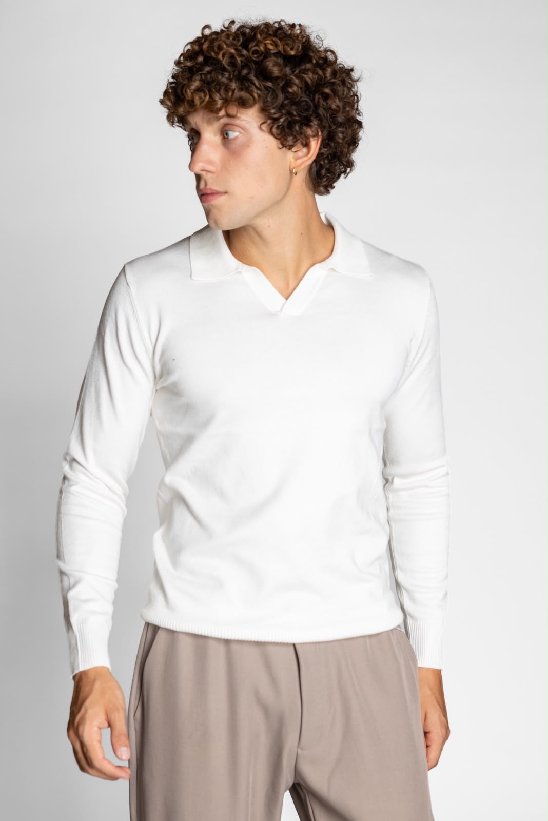 POLO SCOLLO V BIANCA
