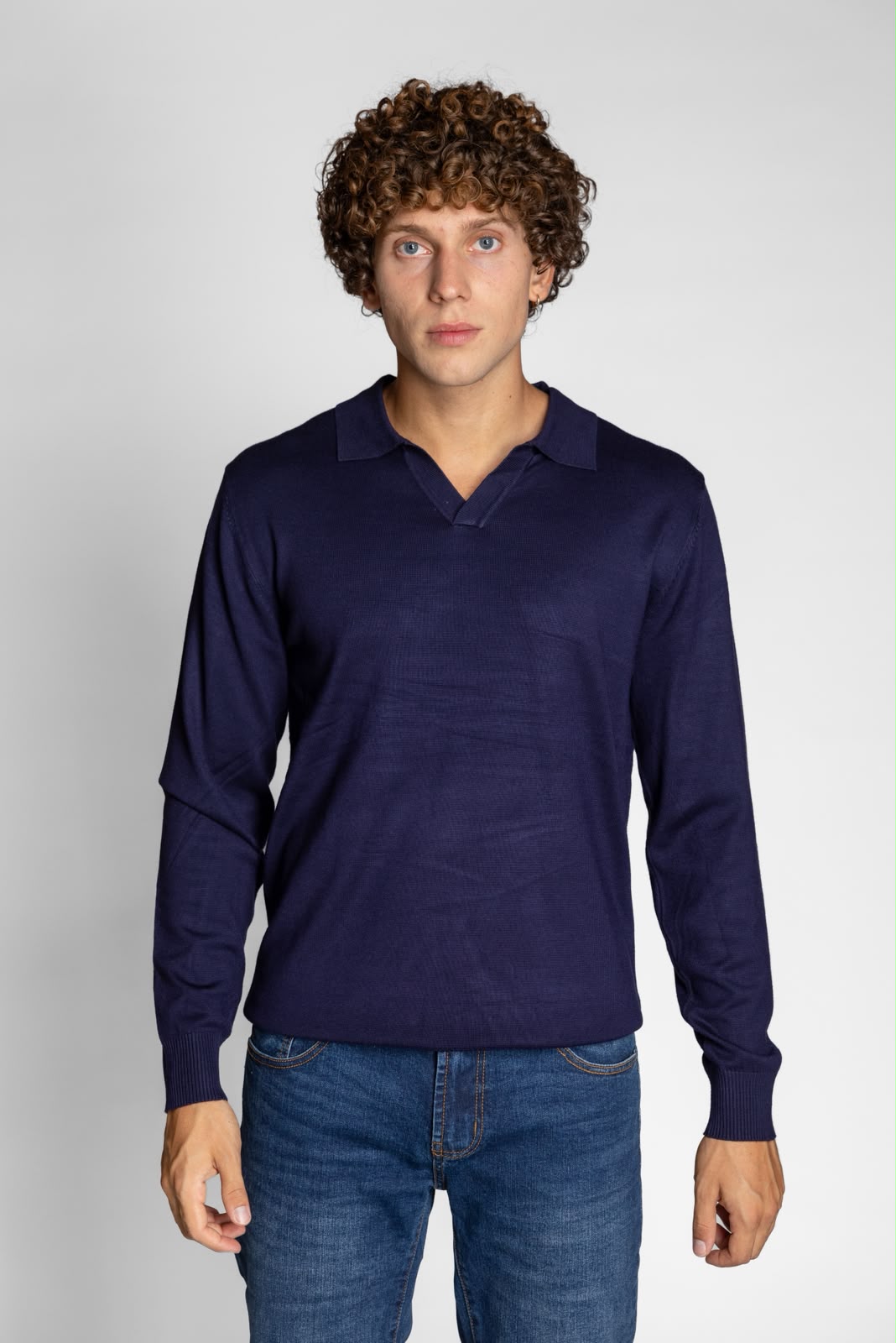 POLO SCOLLO V BLU