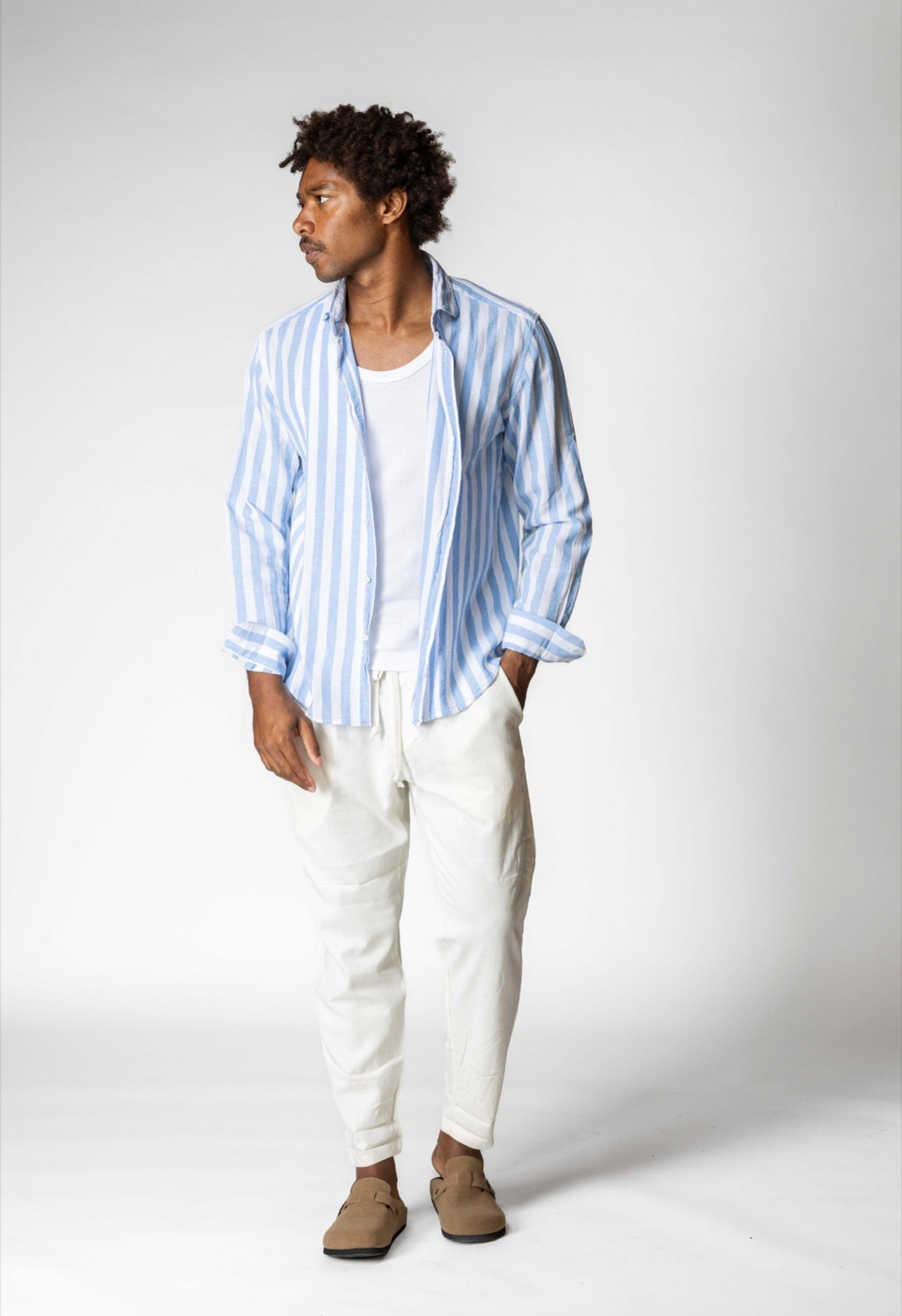 PANTALACCIO IN LINO BIANCO