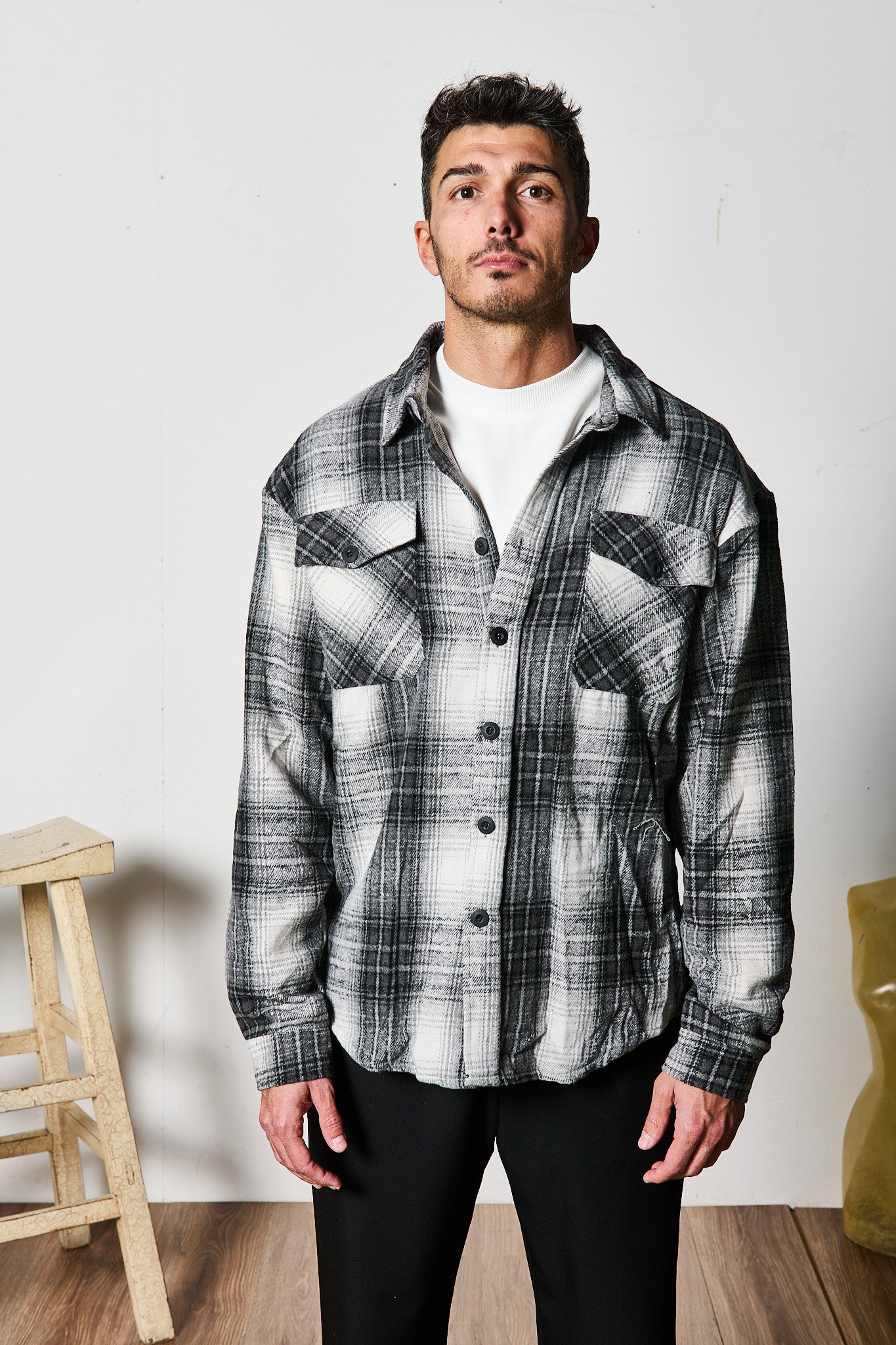 GIACCA A QUADRI BIANCO NERA