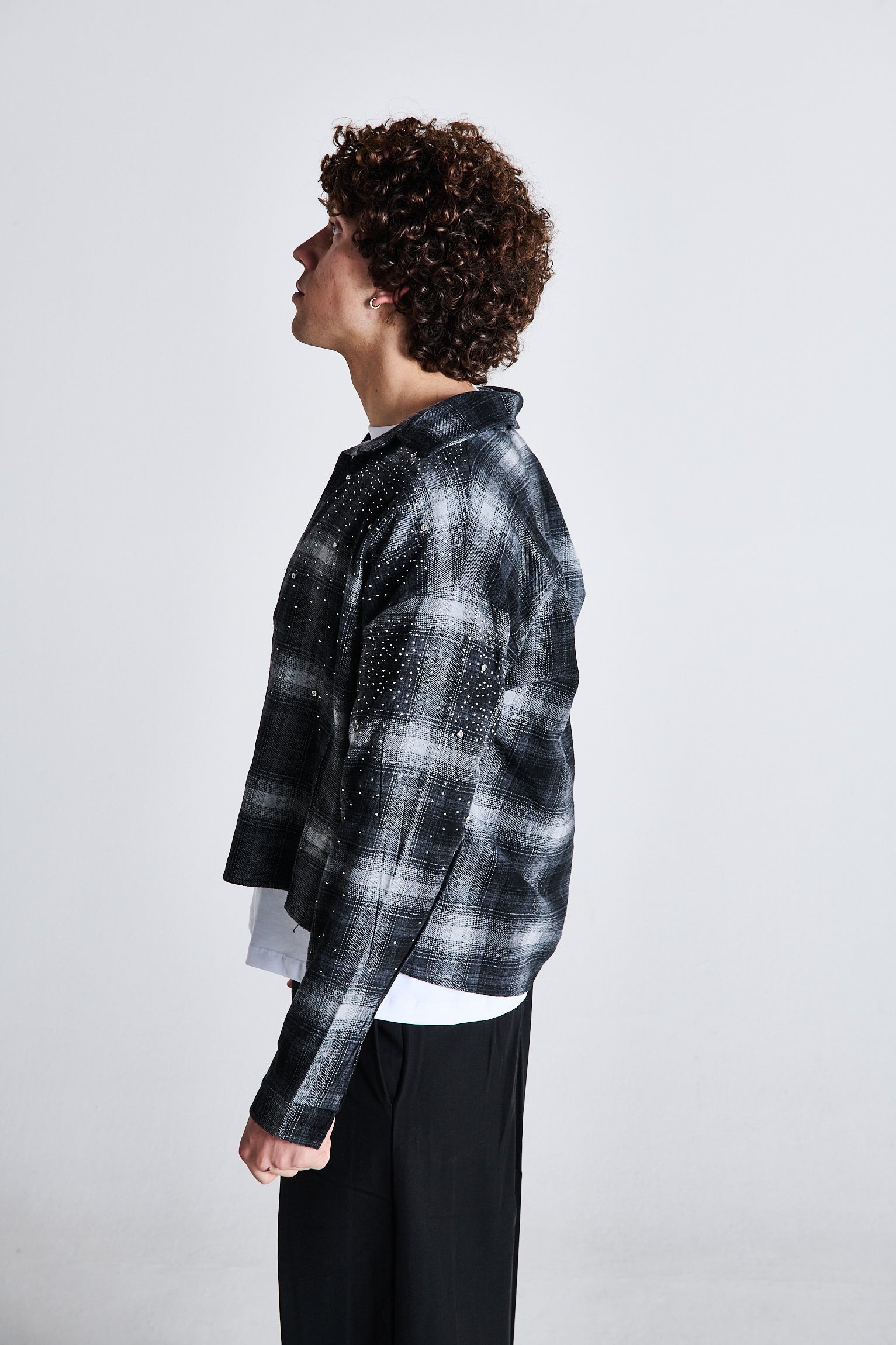 CAMICIA A QUADRI NERA GLITTER