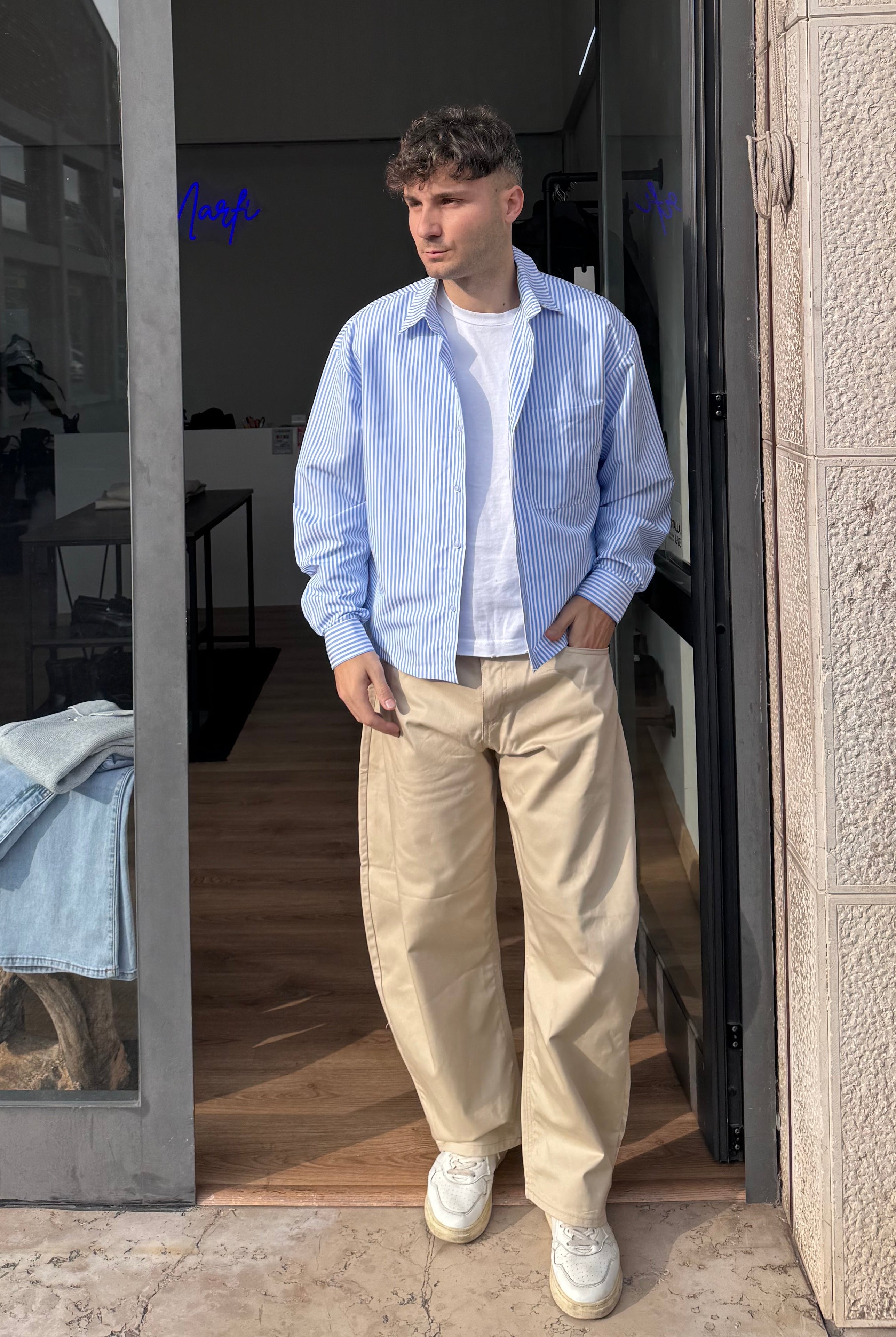 CAMICIA RIGHE KOS AZZURRA