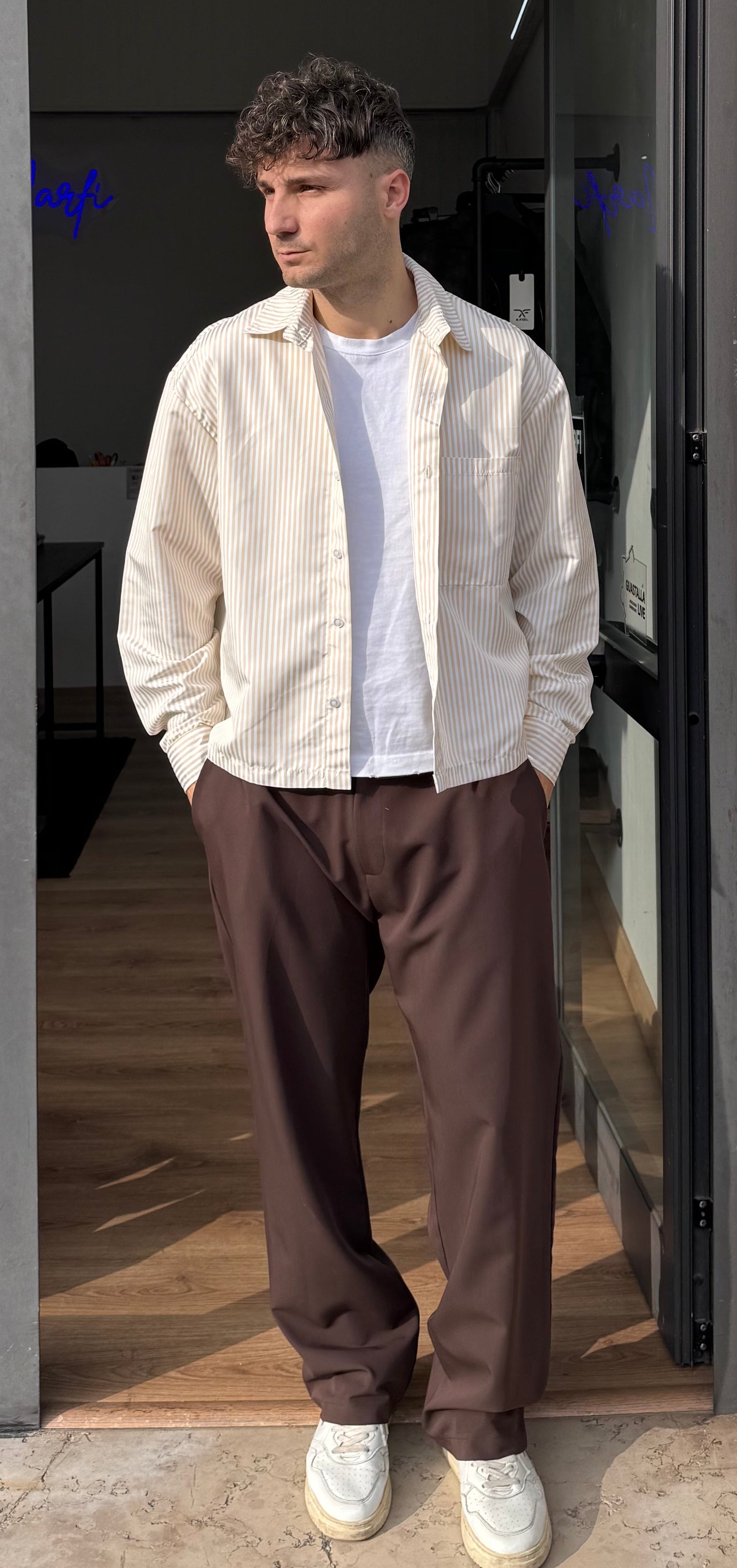 CAMICIA RIGHE KOS BEIGE