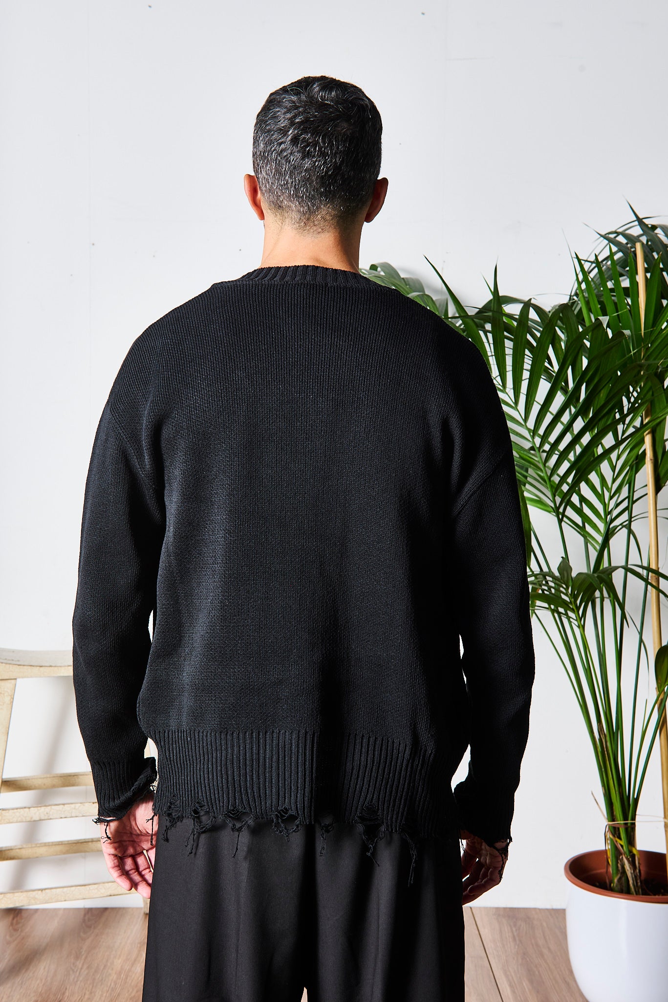CARDIGAN NERO SFRANGIATO