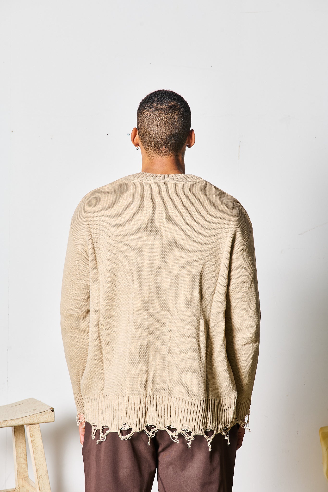 CARDIGAN SFRANGIATO BEIGE SCURO