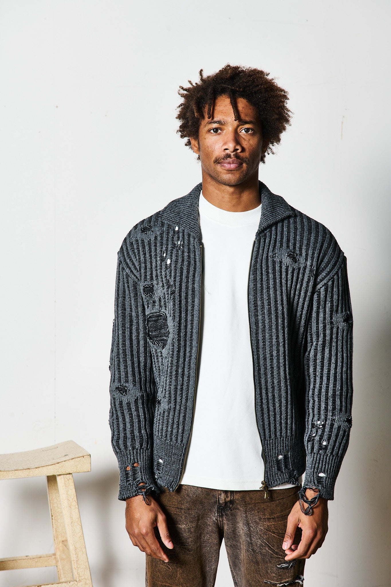 MAGLIONE ZIP SFRANGIATO TOKYO