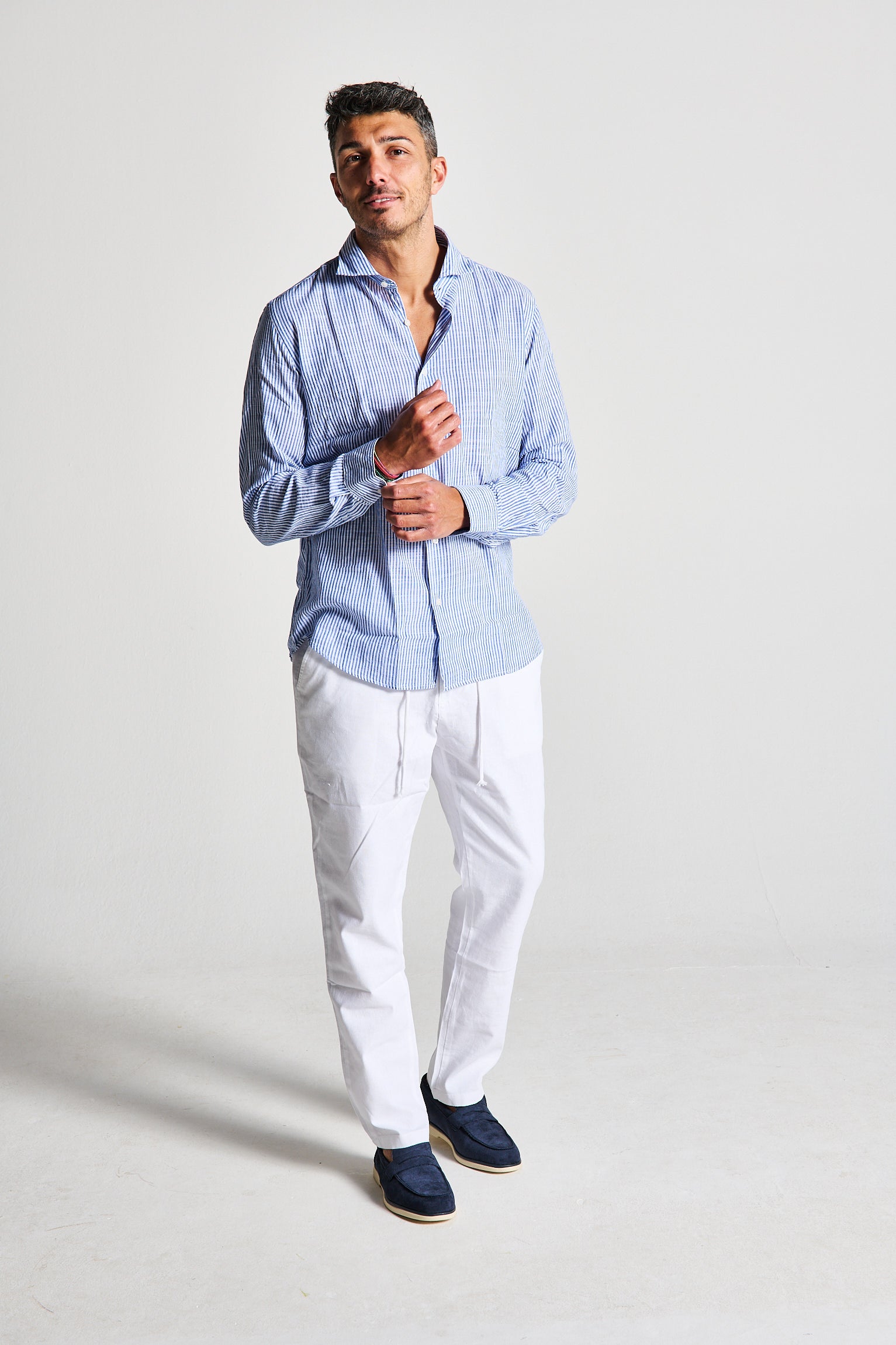 PANTALACCIO IN LINO BIANCO