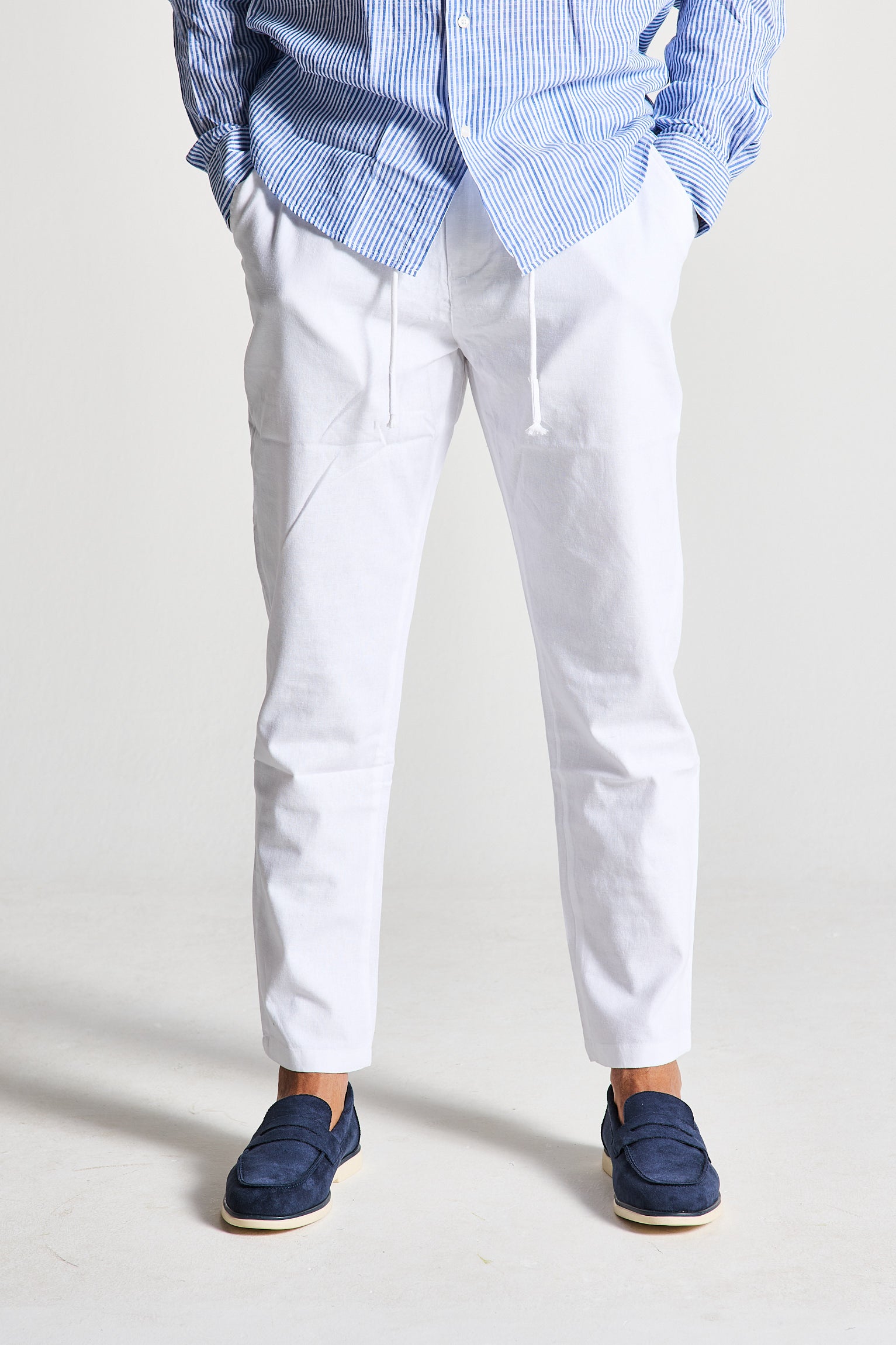 PANTALACCIO IN LINO BIANCO