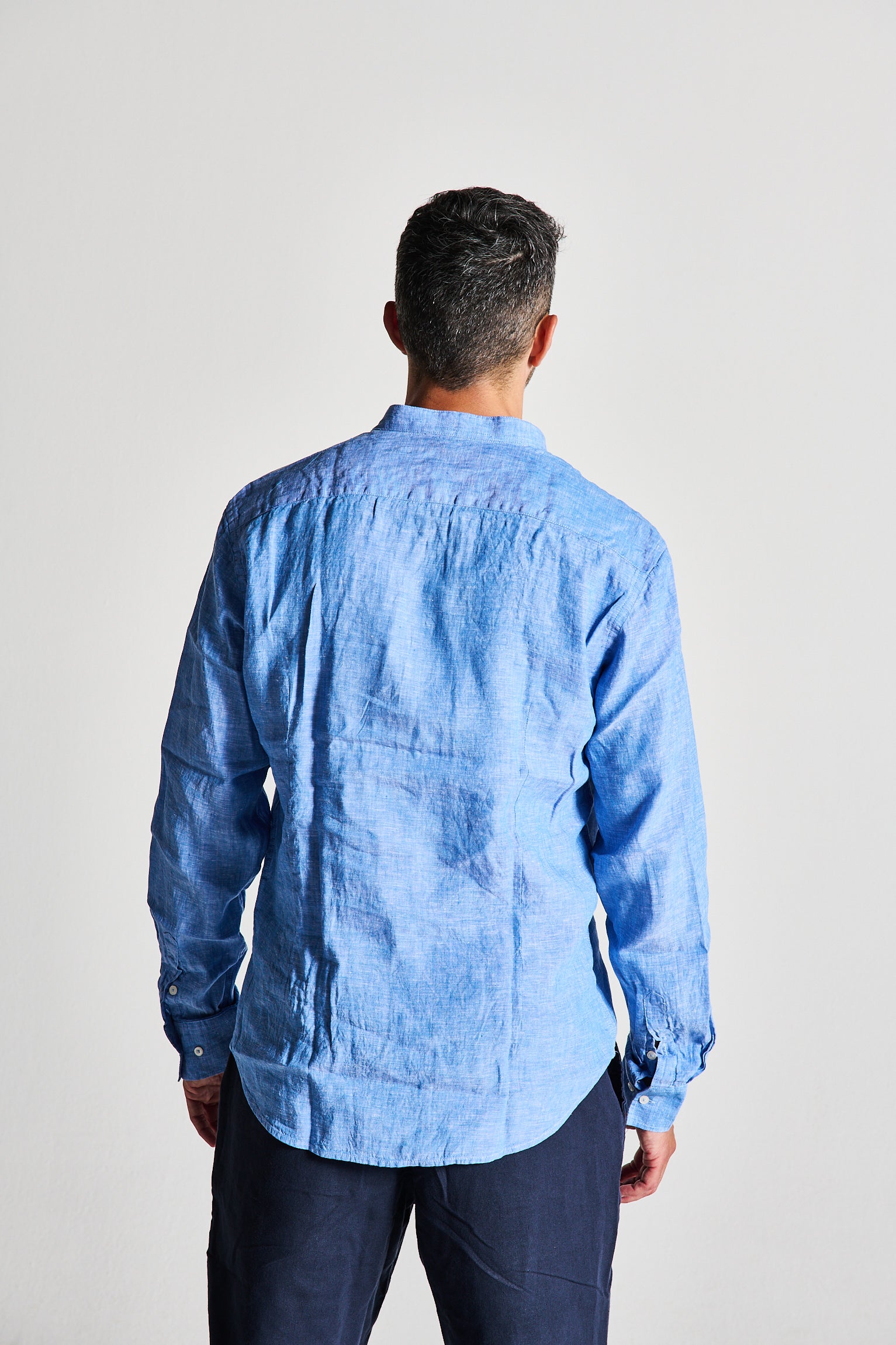 CAMICIA LINO AZZURRA FIAMMATA