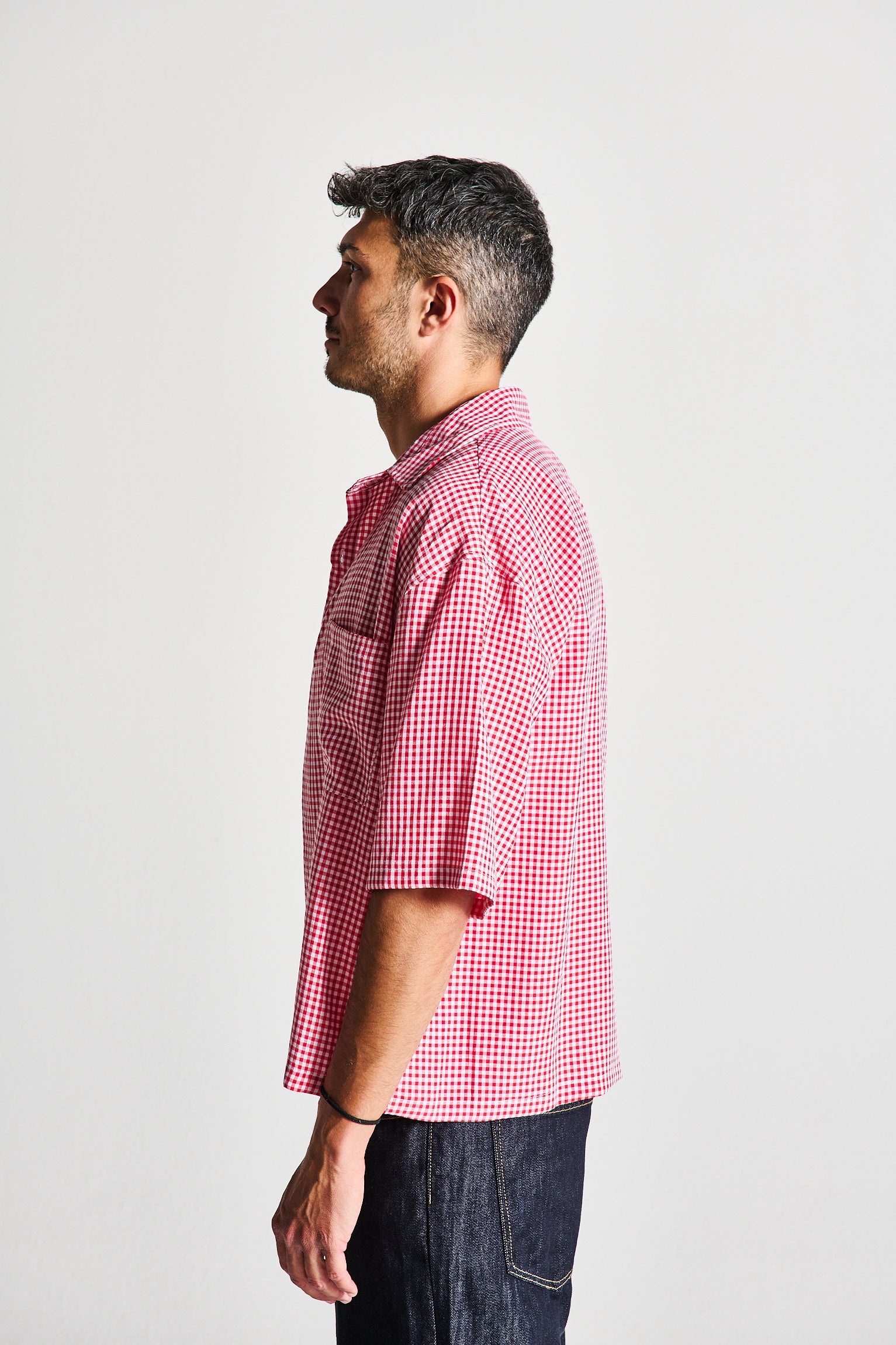CAMICIA A QUADRI ROSSA MEZZA MANICA