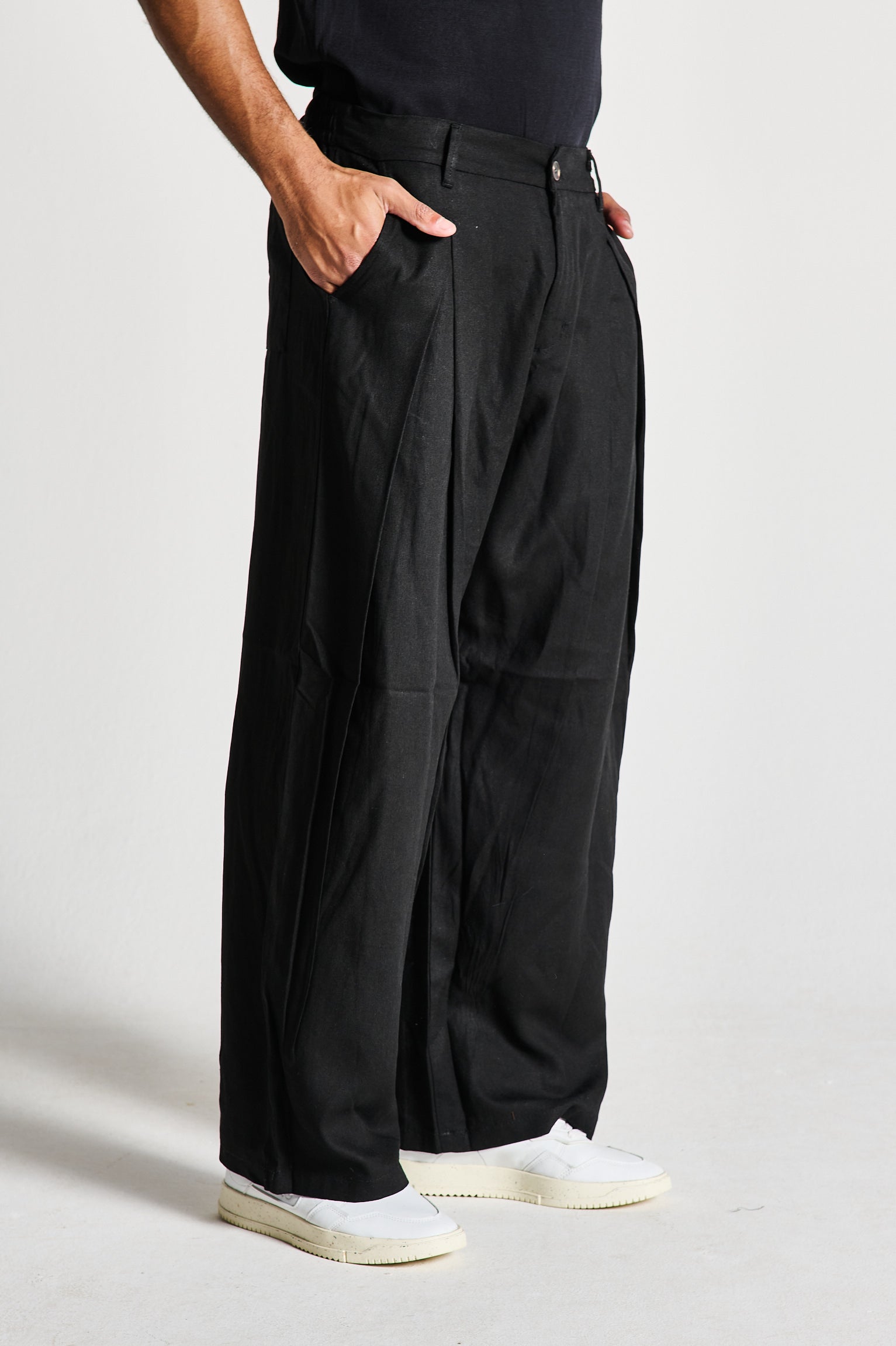 PANTALONE PENCES MISTO LINO NERO