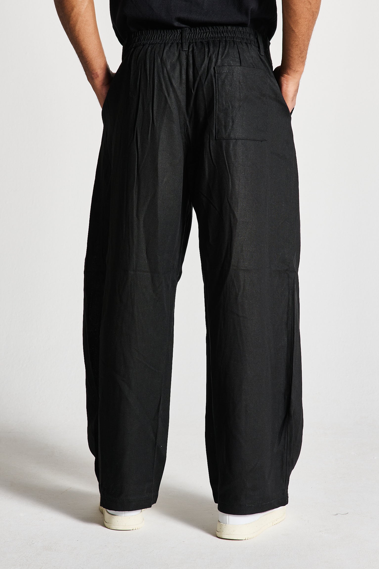 PANTALONE PENCES MISTO LINO NERO