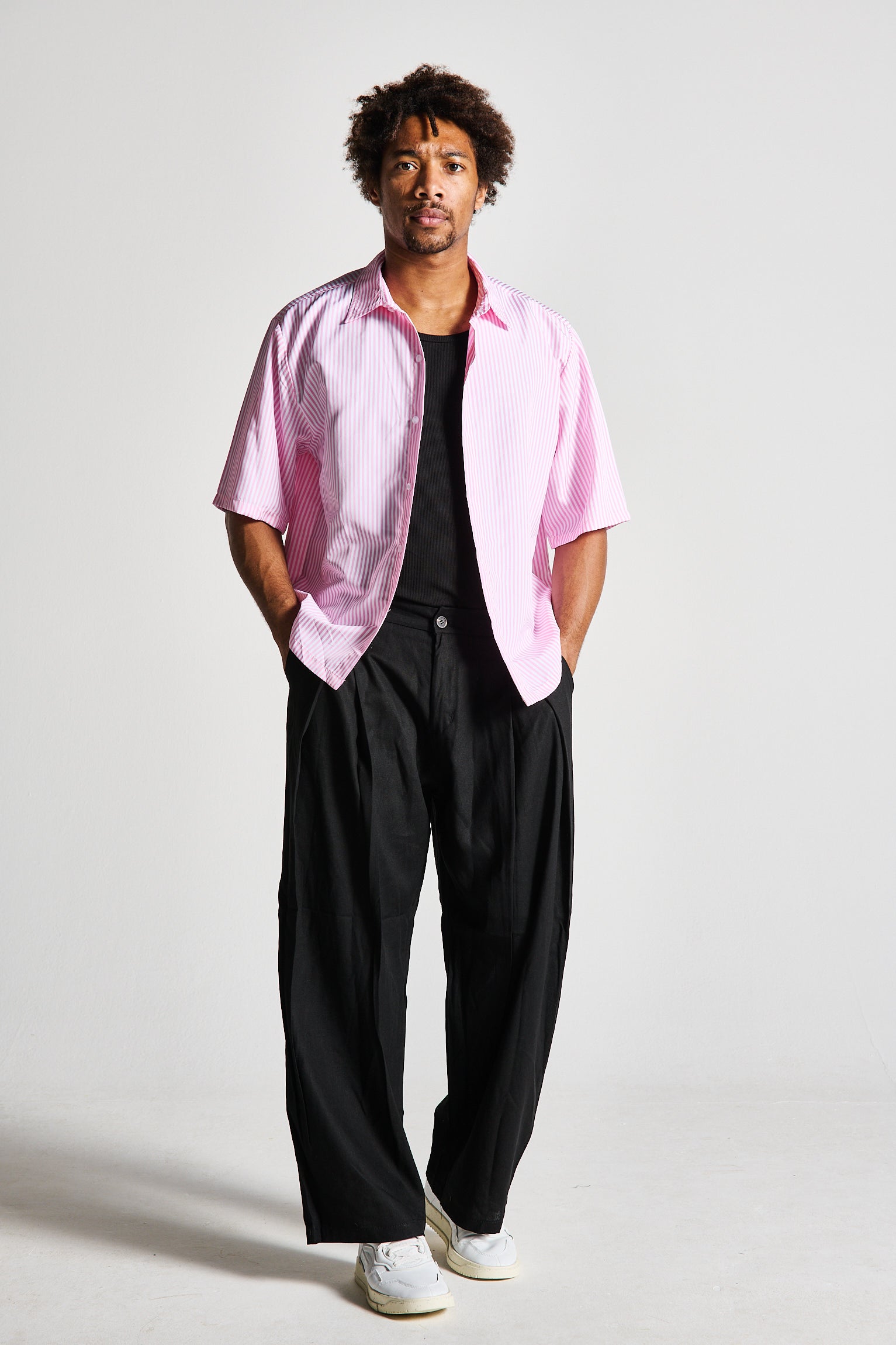 CAMICIA MEZZA MANICA ROSA RIGHE