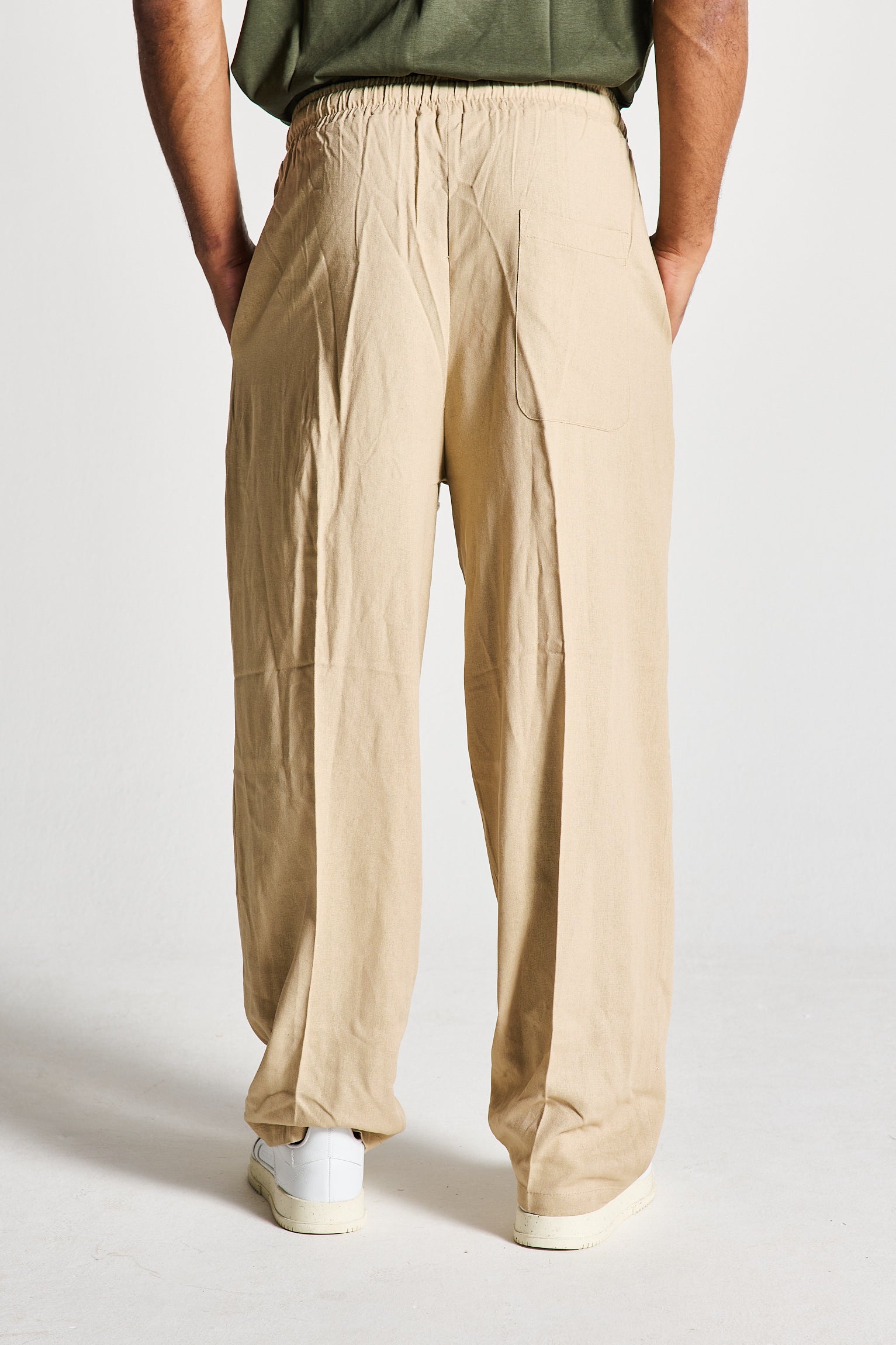 PANTALONE BAGGY MISTO LINO BEIGE