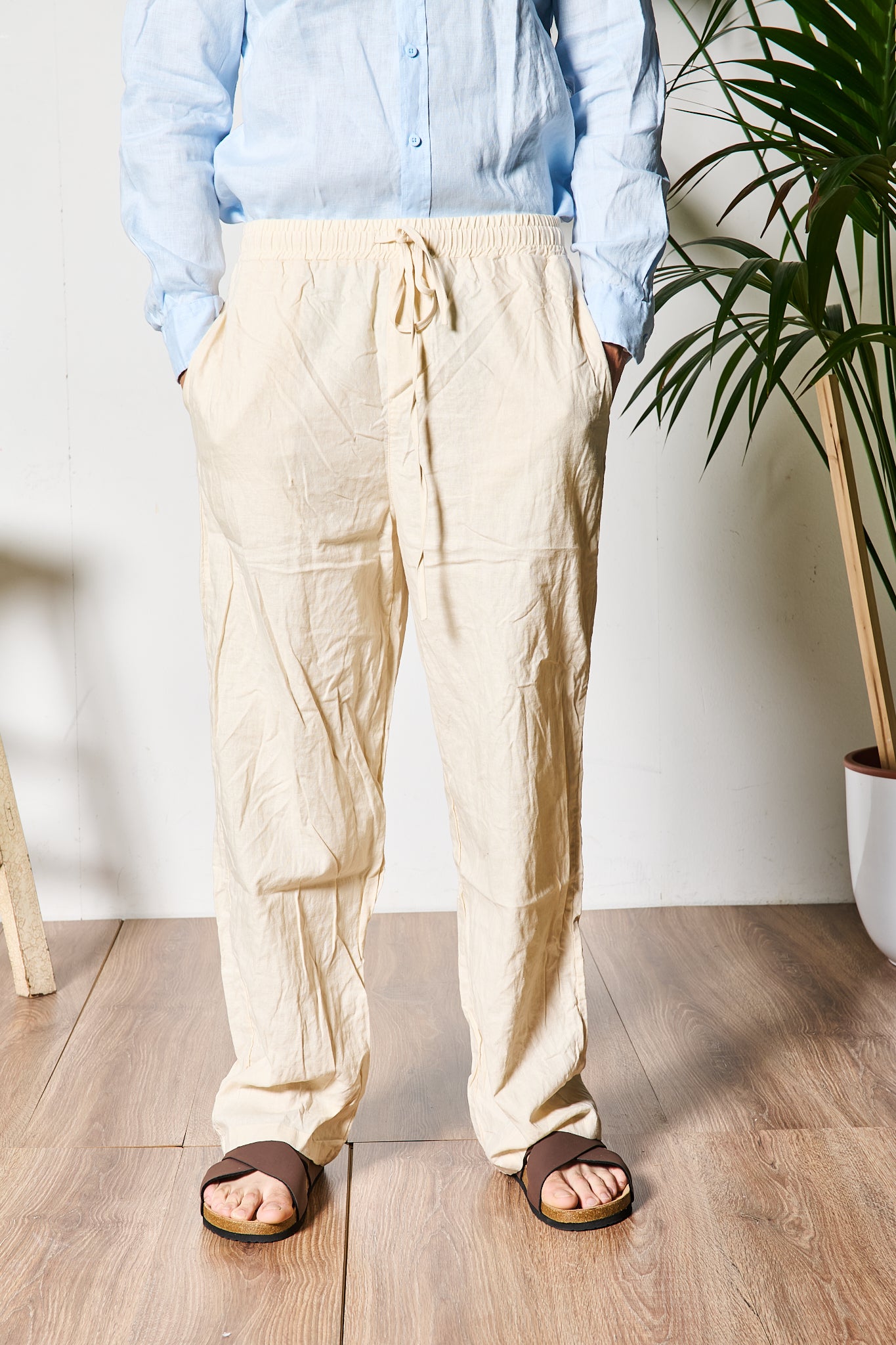 PANTALONE BAGGY MISTO LINO BEIGE