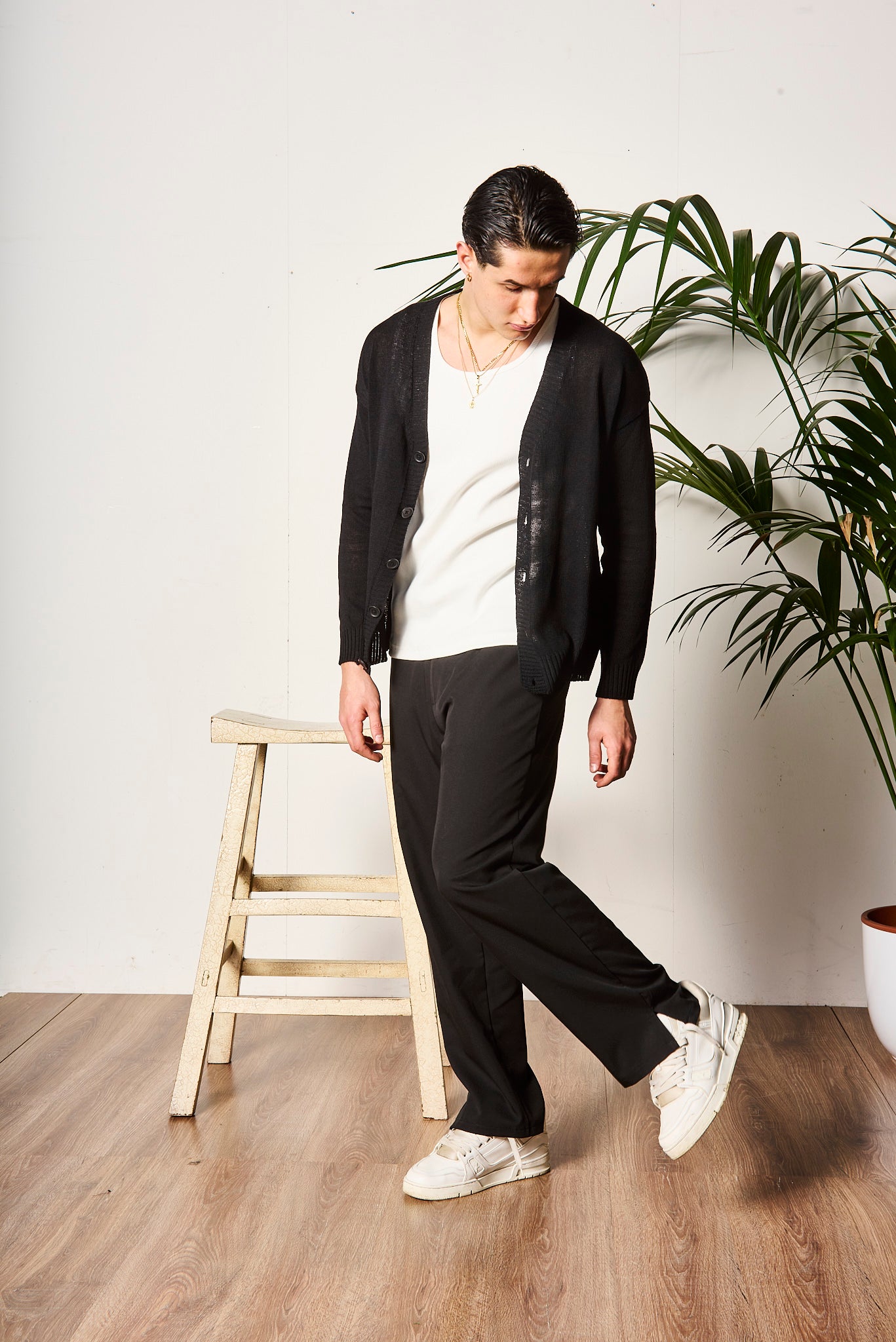 PANTALONE NERO A PALAZZO SPACCHETTI