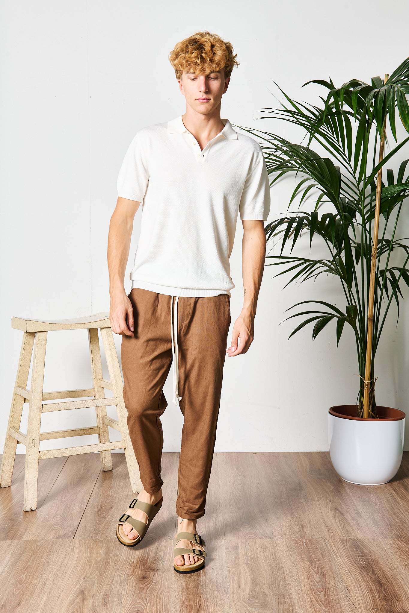 PANTALACCIO IN LINO TABACCO