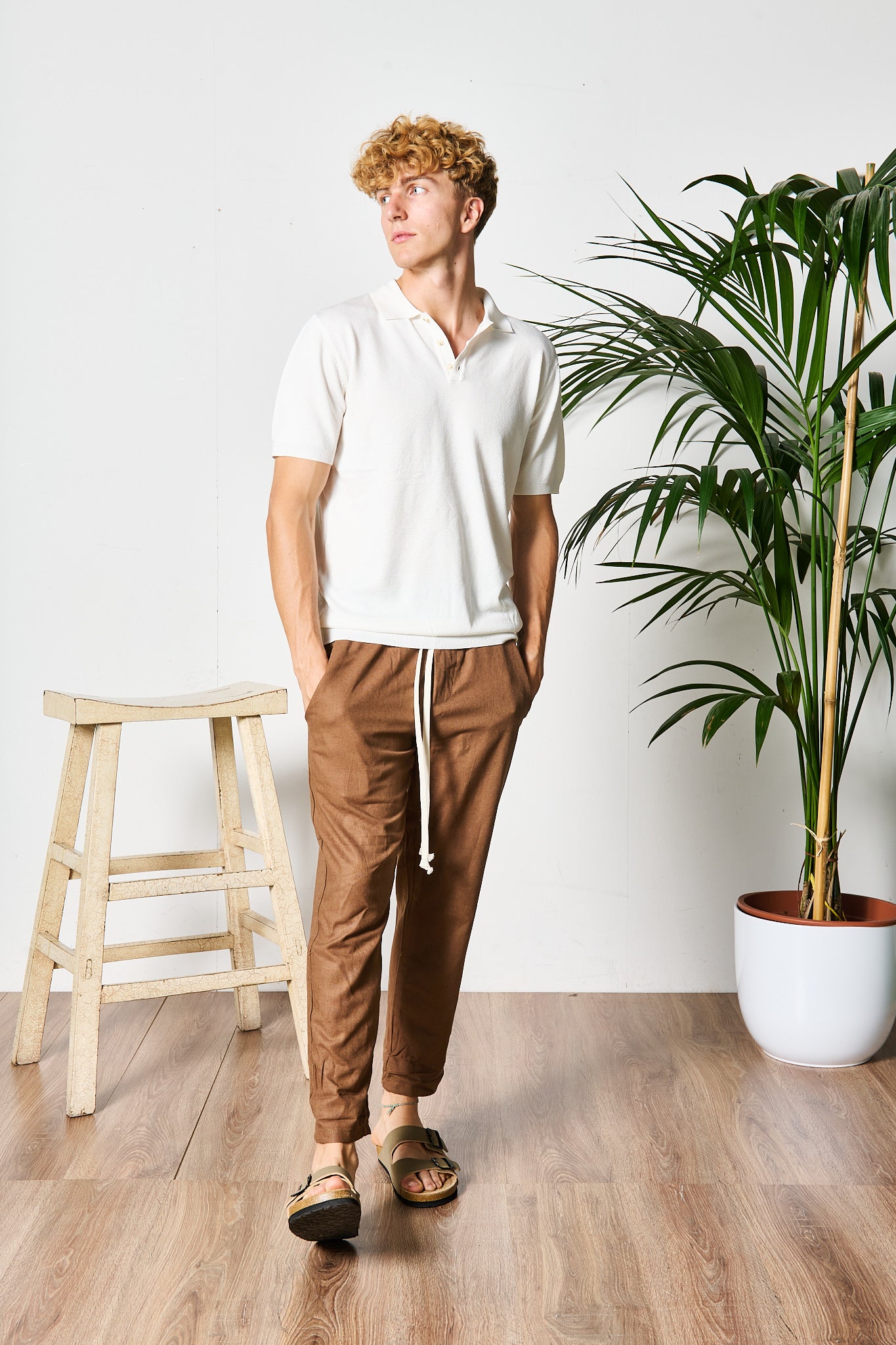 PANTALACCIO IN LINO TABACCO
