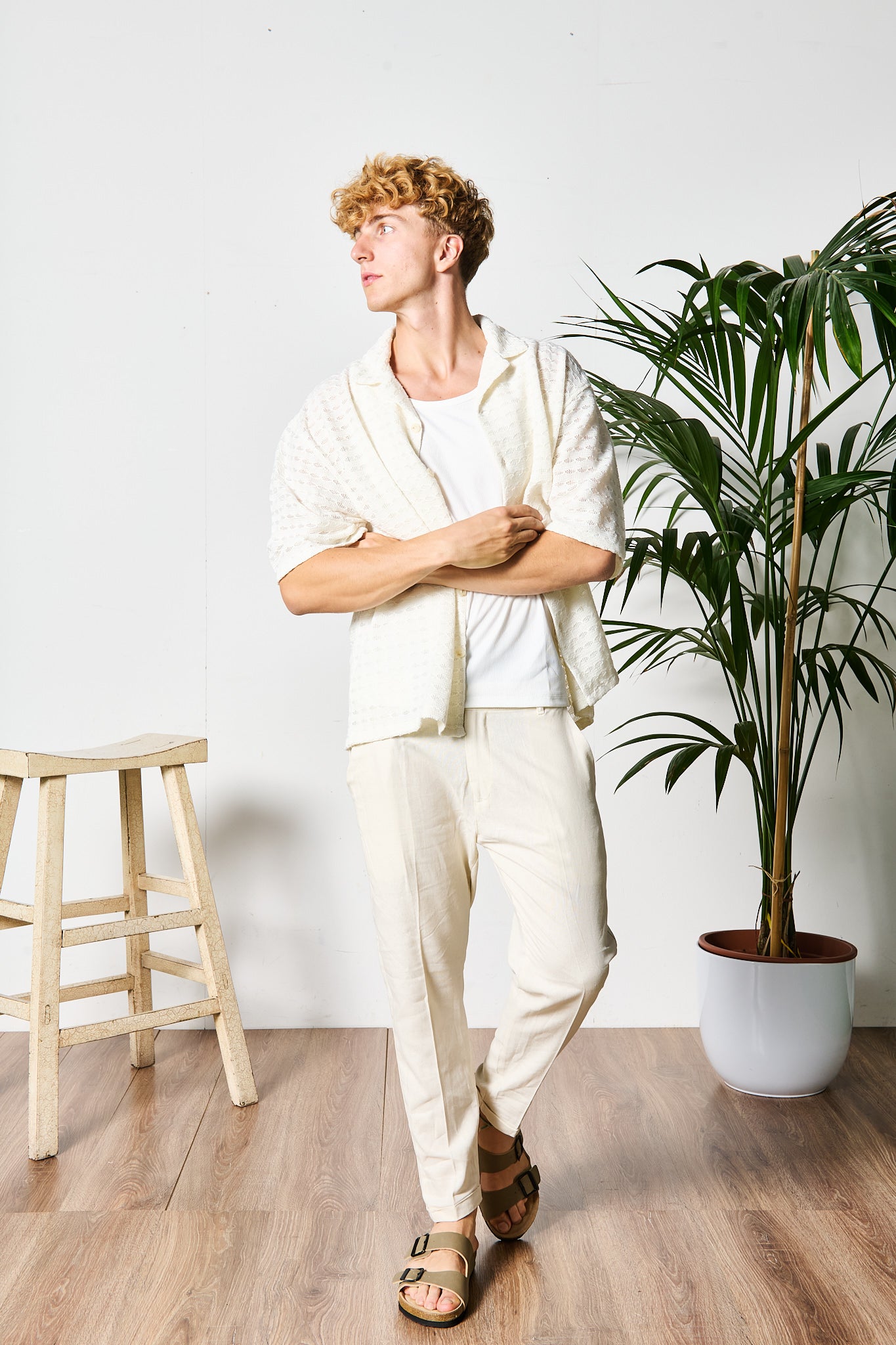 PANTALONE ELAGANTE IN LINO BEIGE