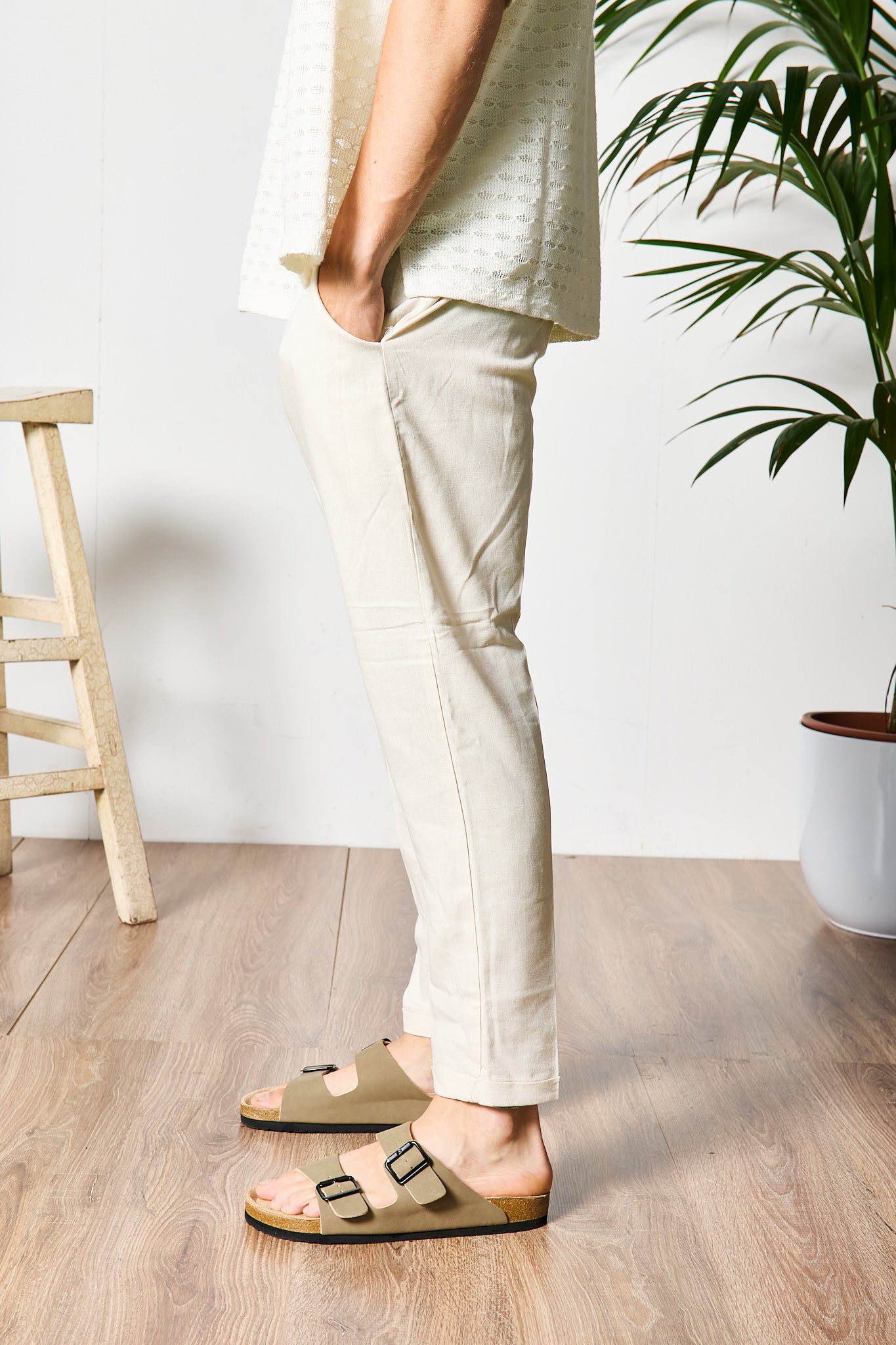 PANTALONE ELAGANTE IN LINO BEIGE