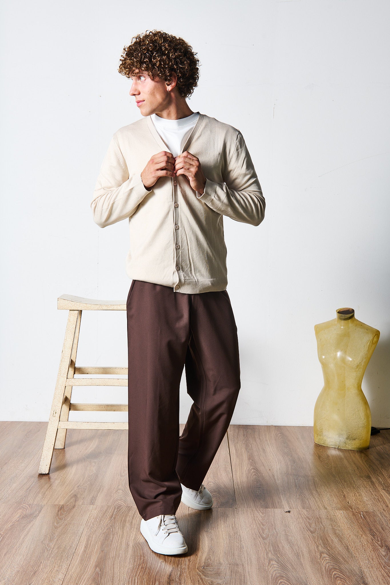 CARDIGAN IN MAGLIA BEIGE