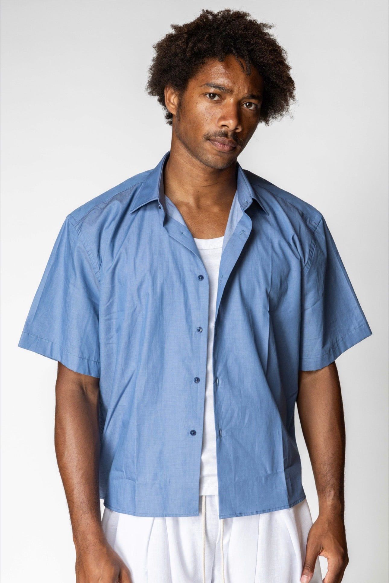 CAMICIA BLU SKY CROP