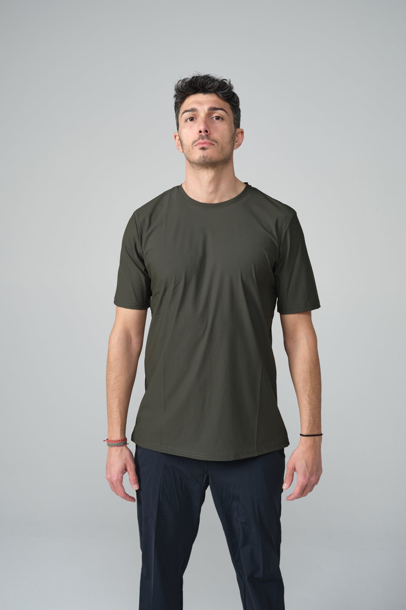 T-SHIRT FILO DI SCOZIA VERDE MILITARE
