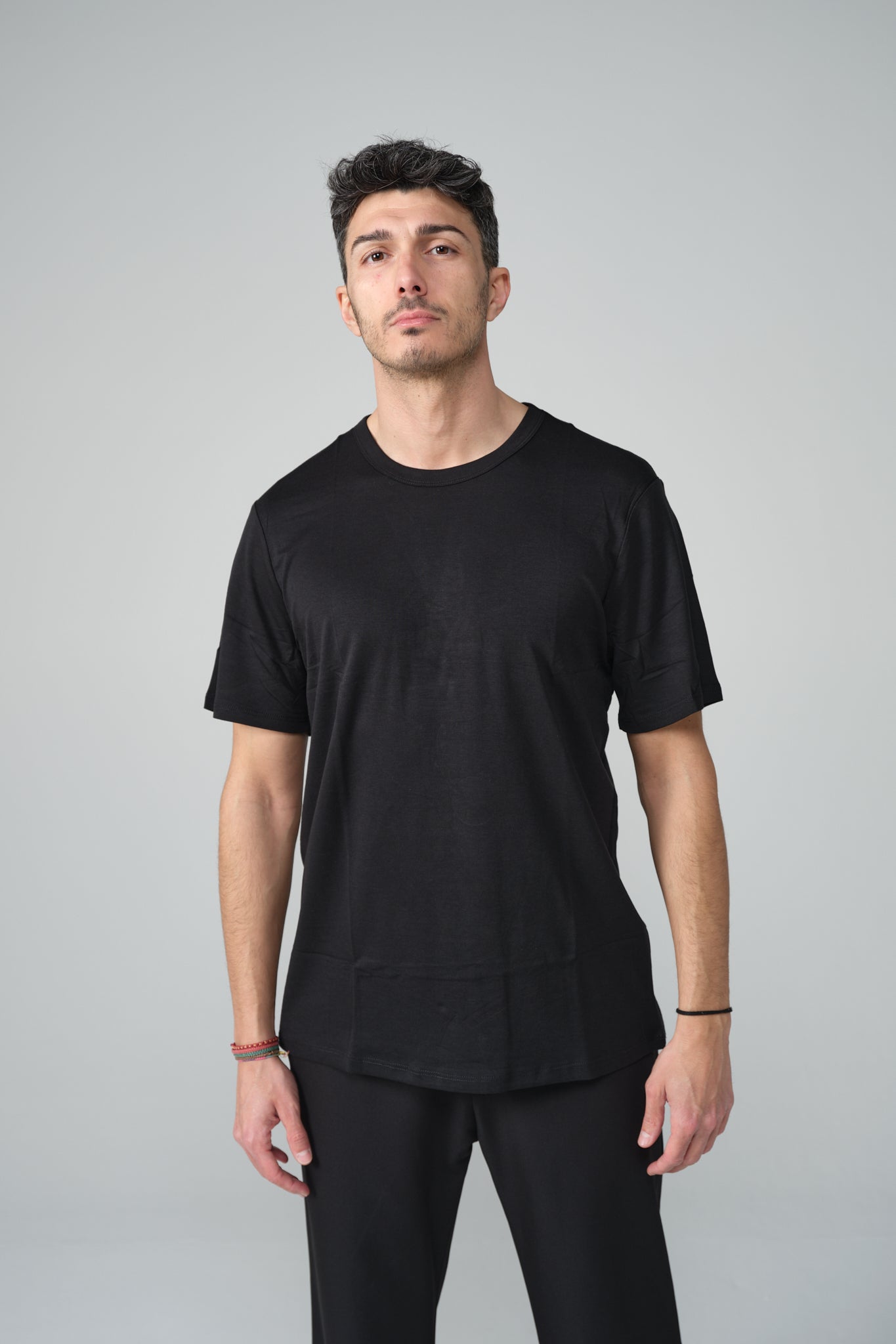 T-SHIRT MISTO SETA NERA