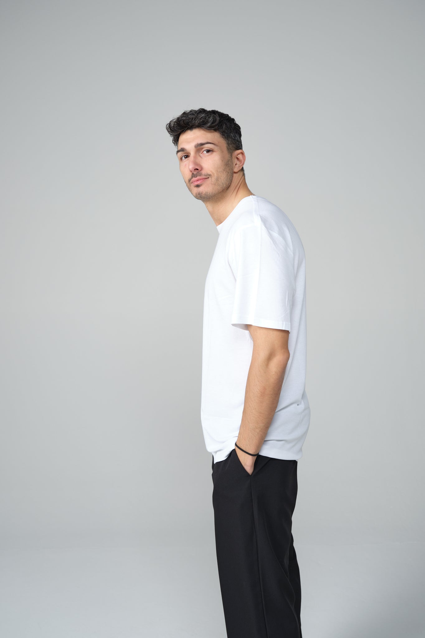 T-SHIRT MISTO SETA BIANCA