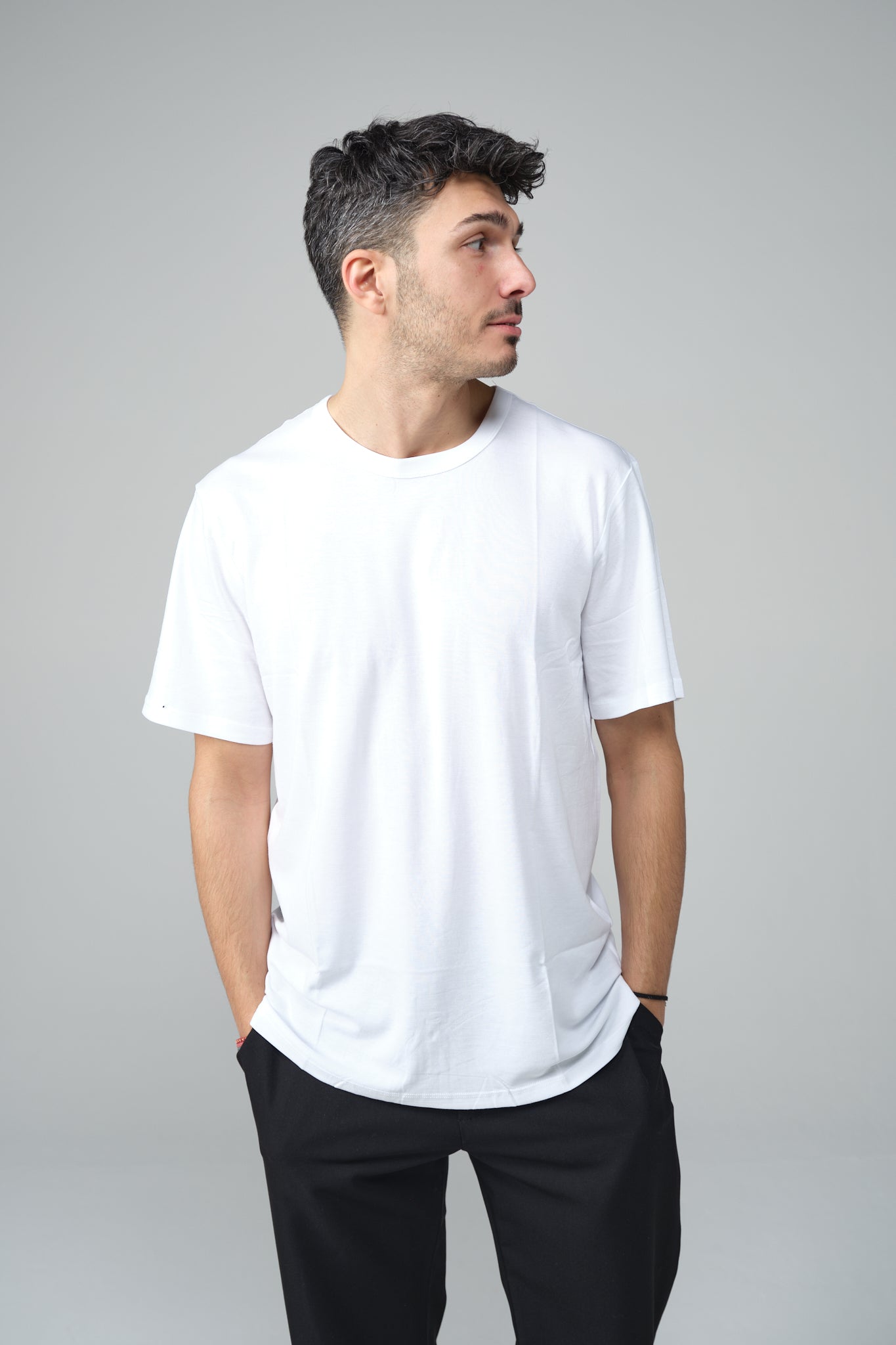 T-SHIRT MISTO SETA BIANCA