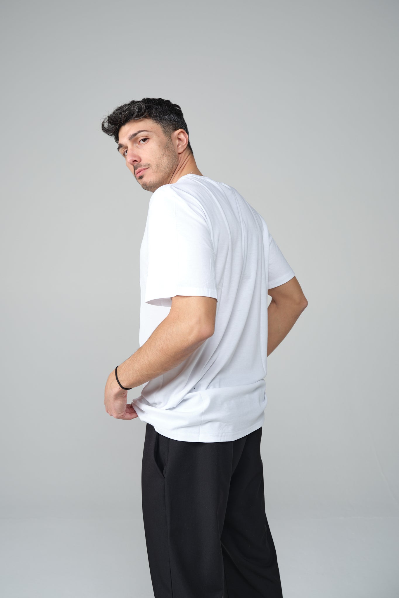 T-SHIRT MISTO SETA BIANCA