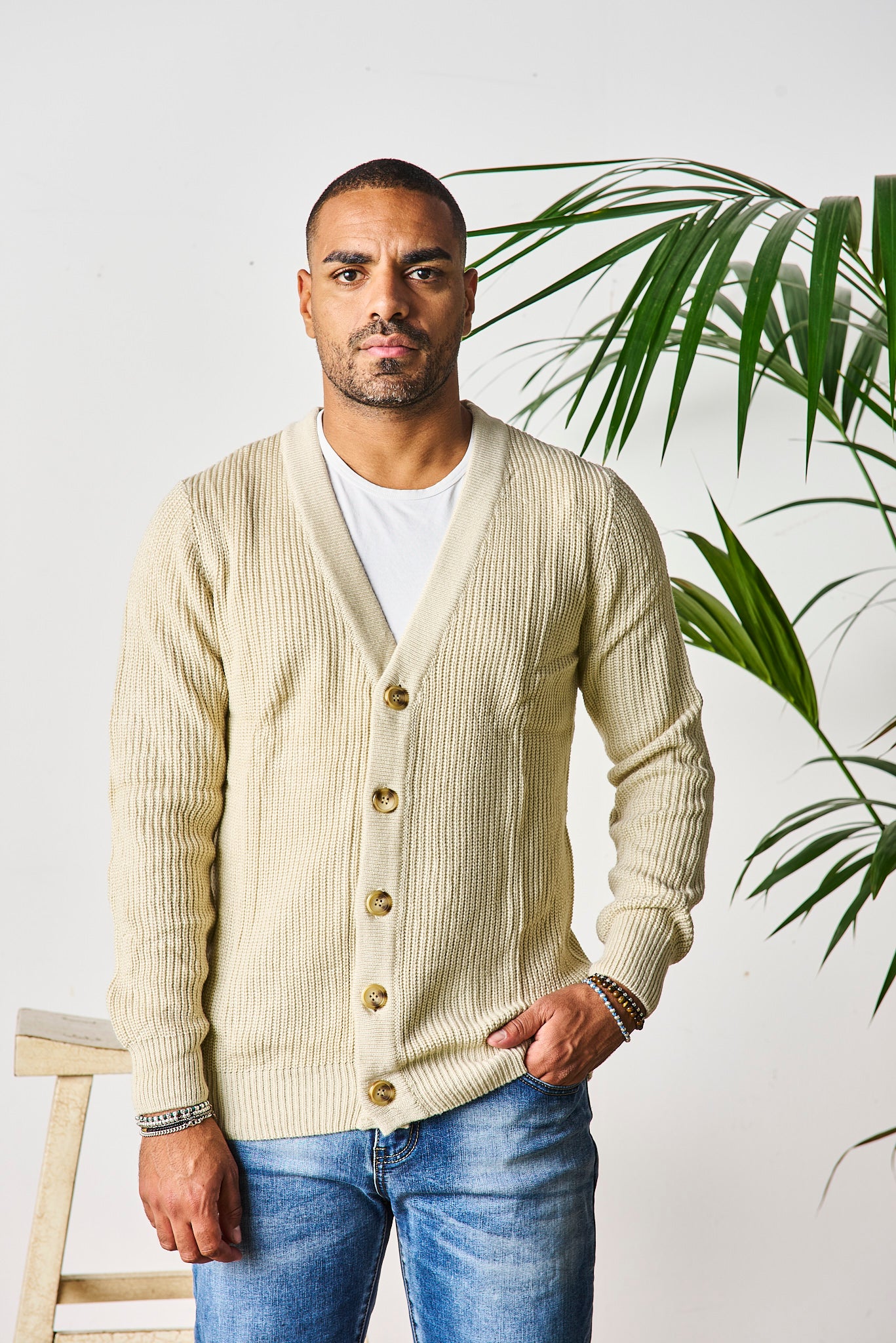 CARDIGAN MISTO LANA BEIGE