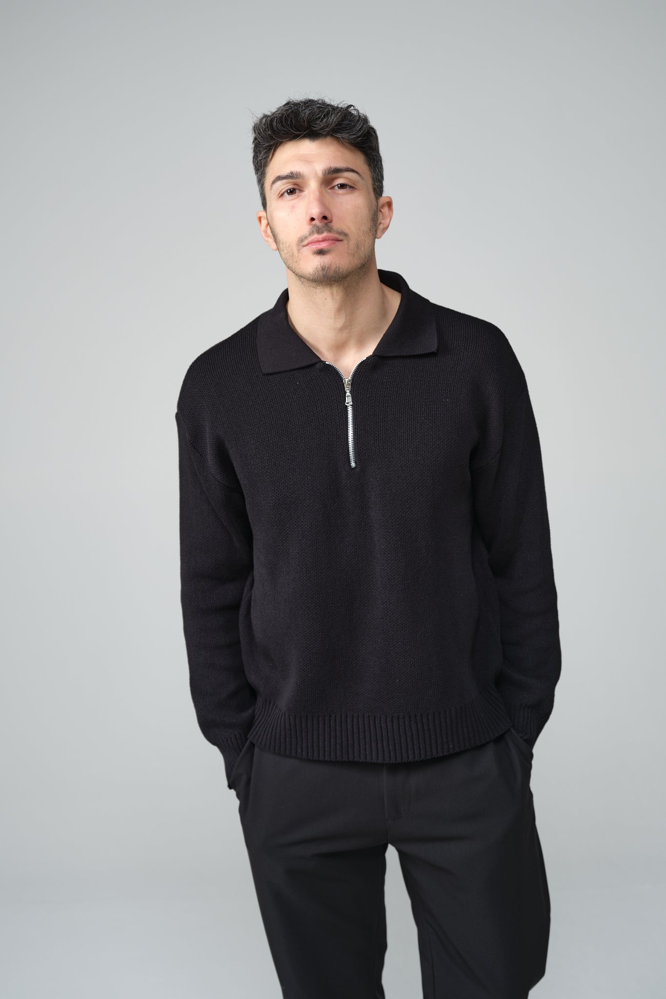 POLO ZIP BLACK