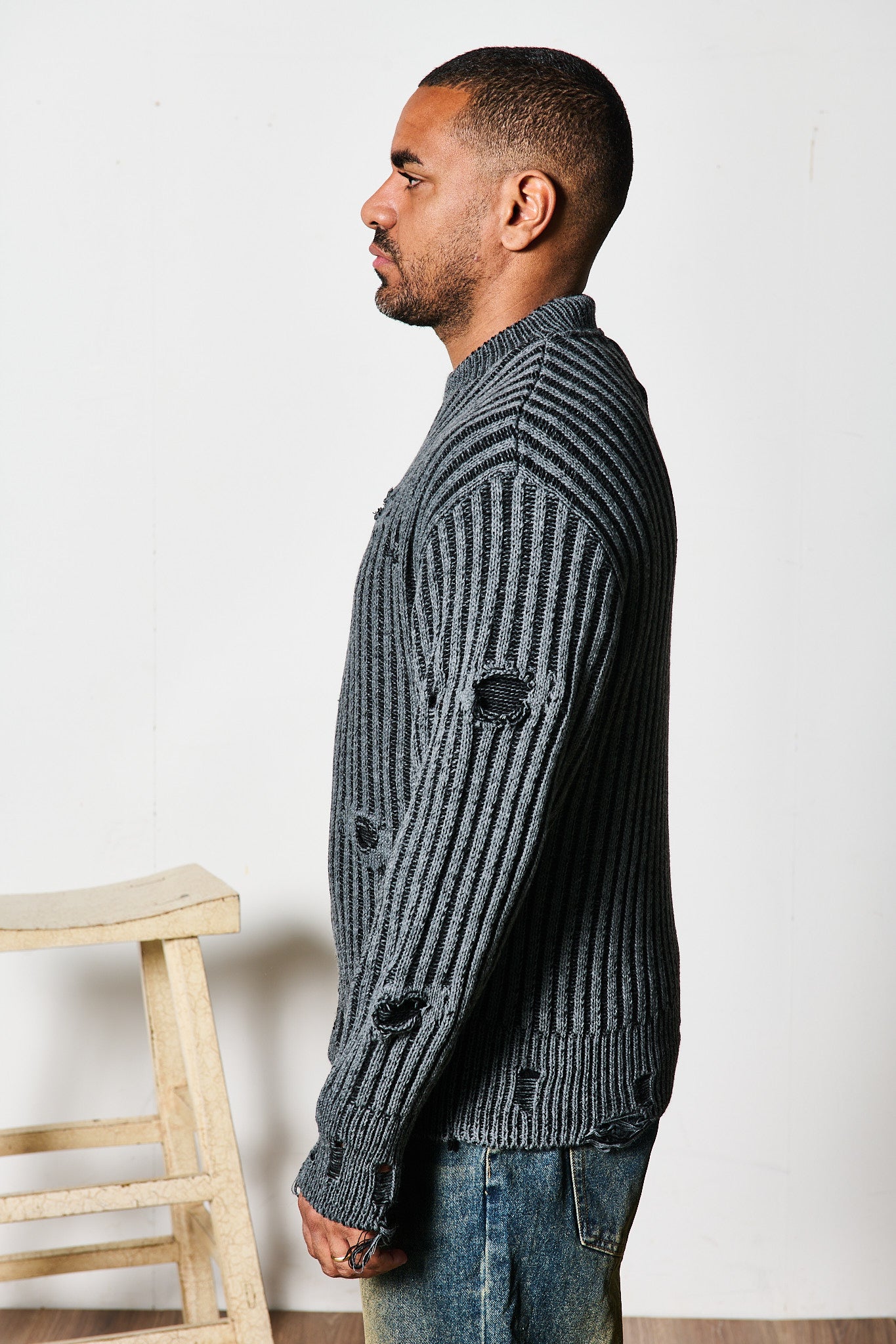 MAGLIONE SFRANGIATO GREY TOKYO